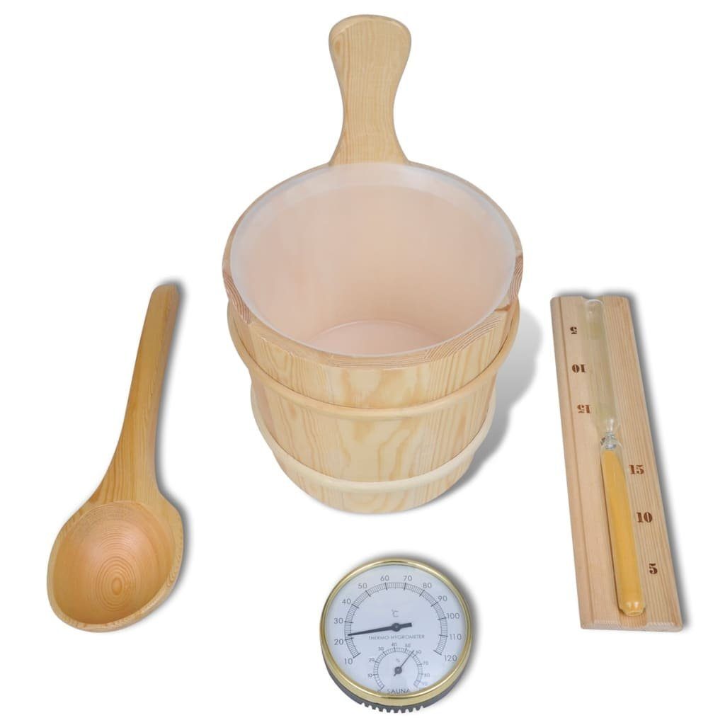 DOTMALL Sauna-Aufgussset Saunaeimer Set, 5-tlg., Sauna Eimer, Löffel, Sanduhr, Hygrometer (5-tlg)