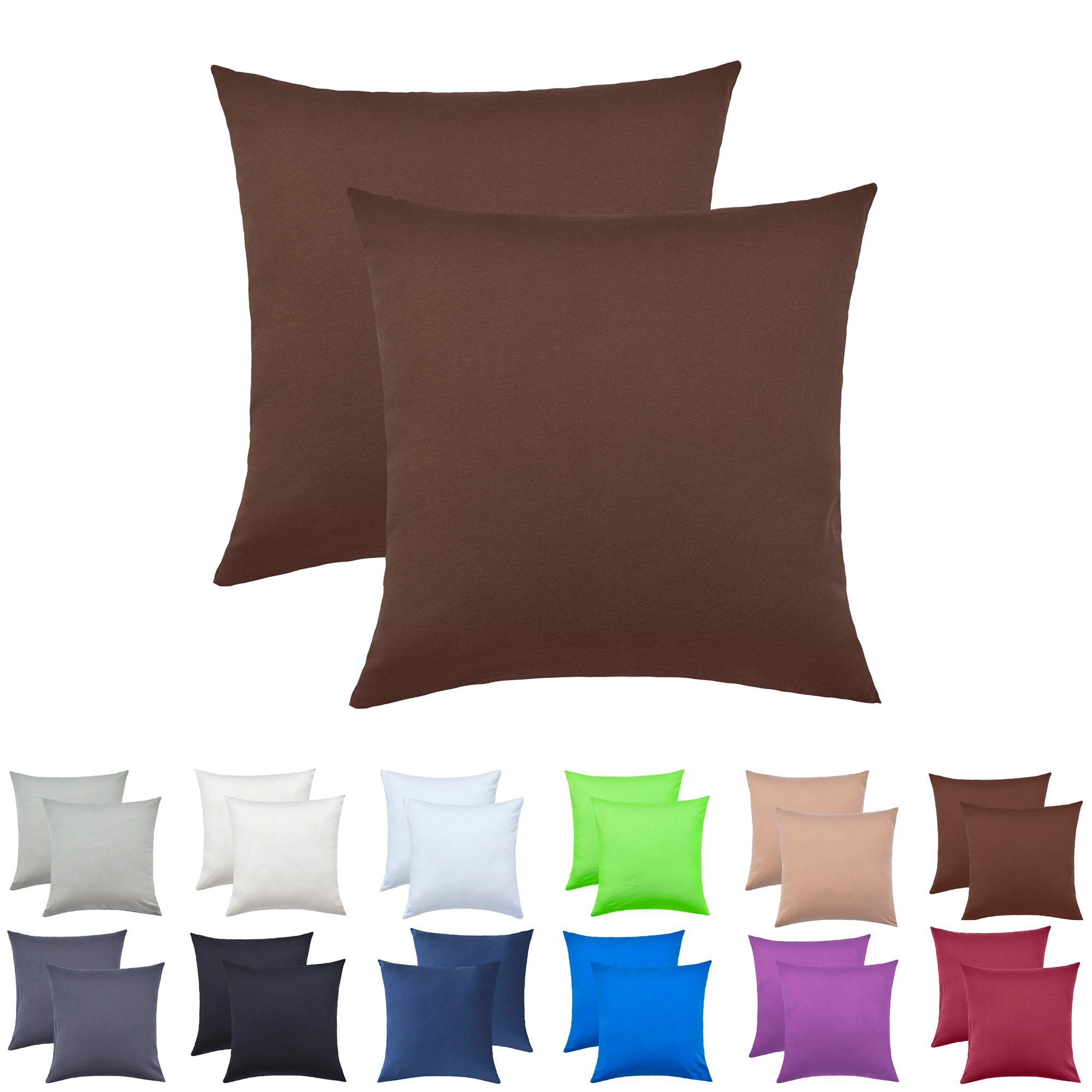 NatureMark Подушкиbezüge 2er Pack Jersey Подушкиbezug Подушкиhülle, (2 Stück), Подушкиhülle in vielen Größen und Farben (40 x 40 cm, Schoko braun)
