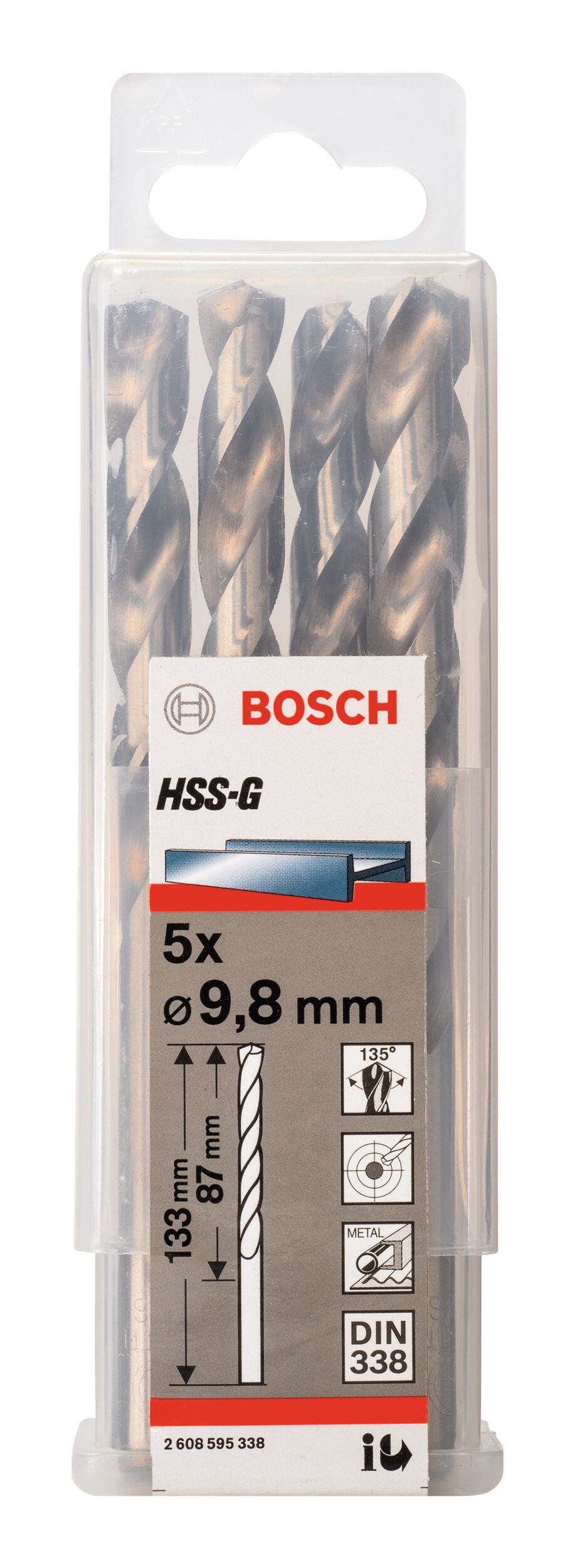 - x 133 338) (DIN mm x Stück), (5 9,8 87 - BOSCH 5er-Pack HSS-G Metallbohrer,