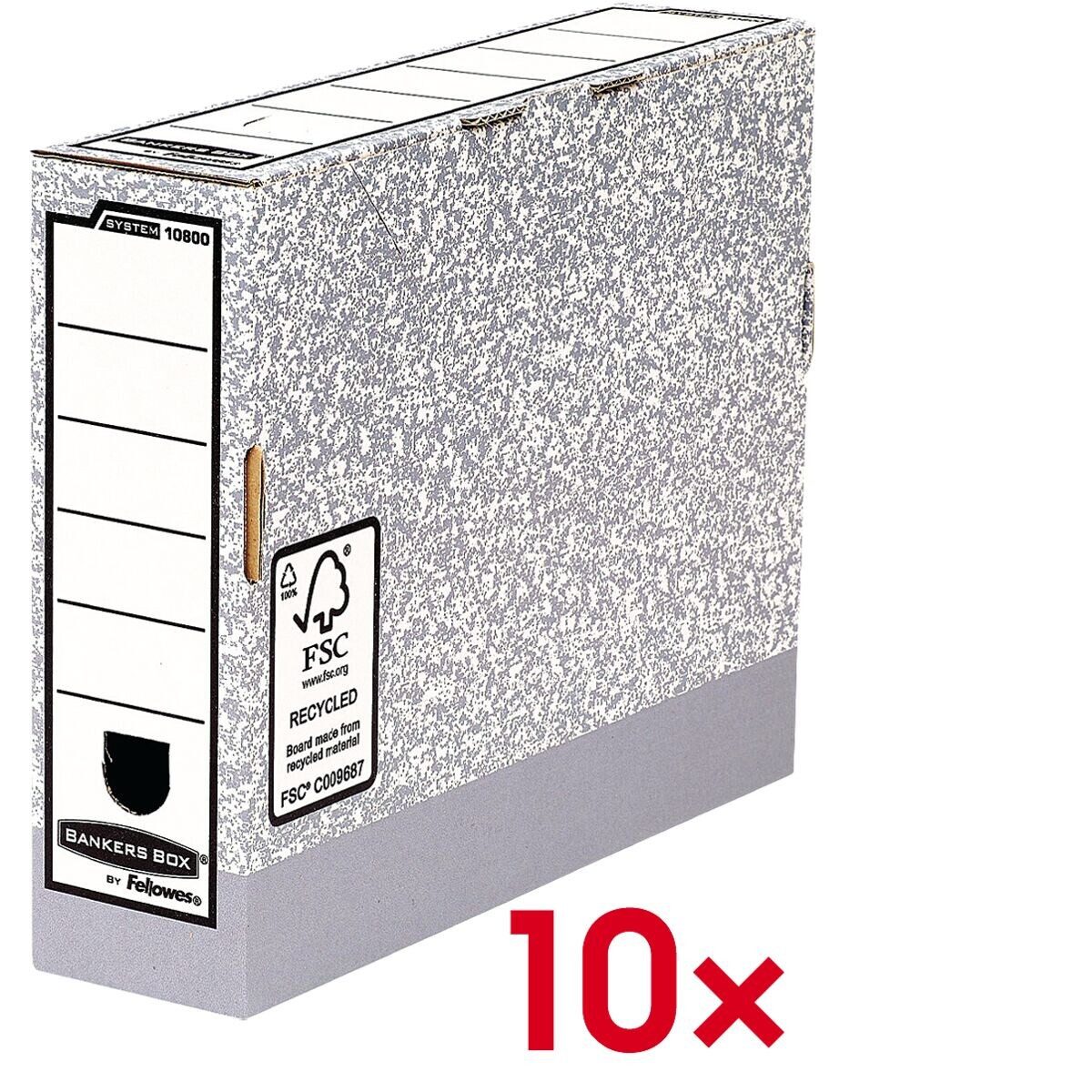 BANKERS BOX SYSTEM Aufbewahrungsbox (10 St), Ablagebox aus 100% Recyclingkarton