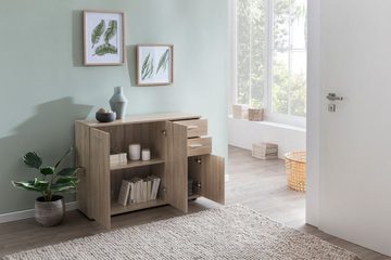 KADIMA DESIGN Kommode Holz Anrichte mit 3 Türen & 2 Schubladen - für jede Wohnfläche