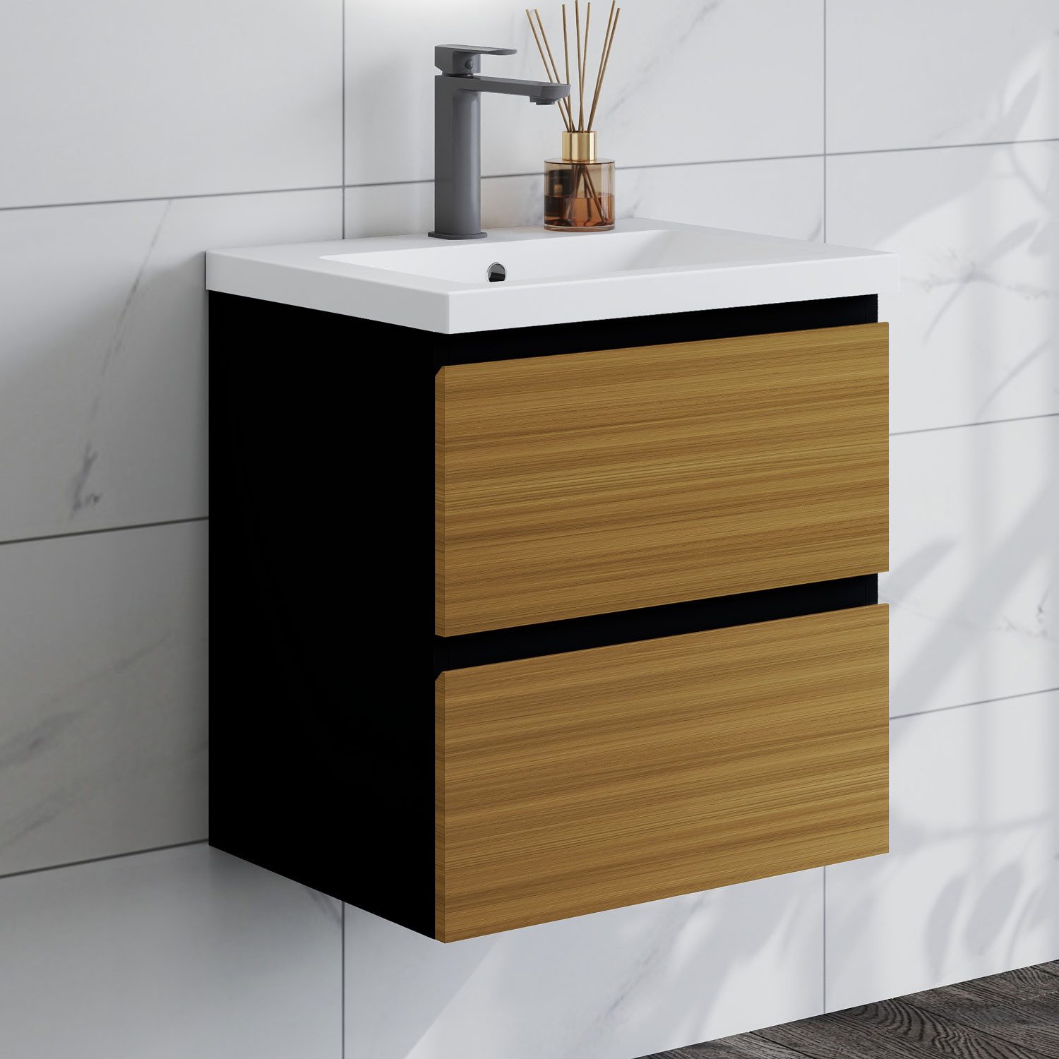 duschspa Waschtisch Waschbecken mit Unterschrank Badschrank Waschplatz Badmöbel Set, Matt, 50-120cm