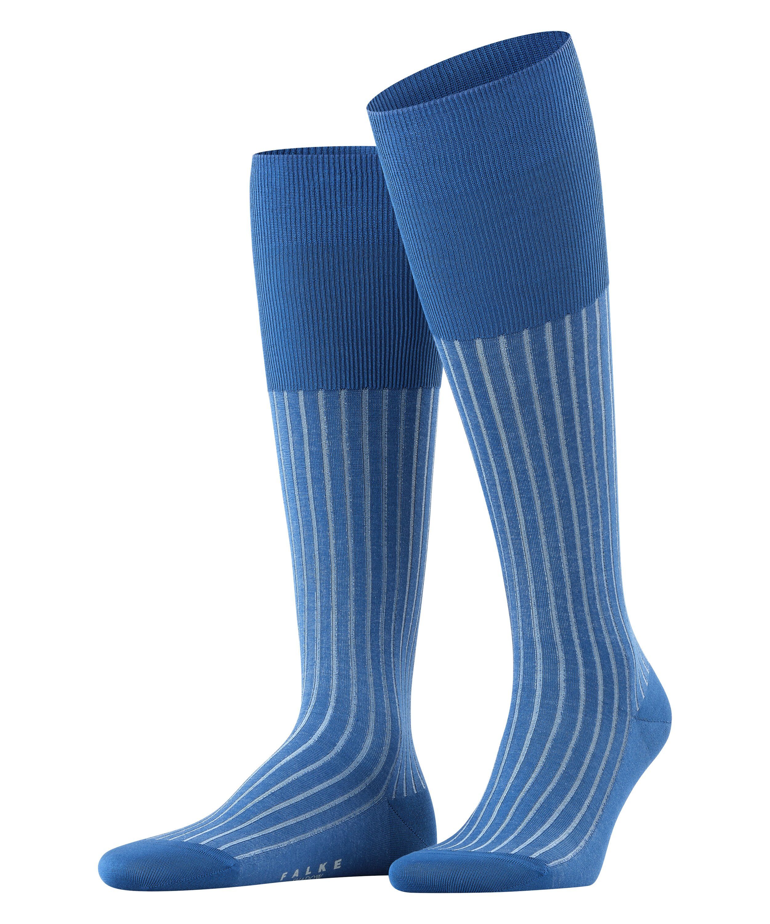 feiner Shadow Rippstruktur paris FALKE mit (6057) (1-Paar) Kniestrümpfe blue