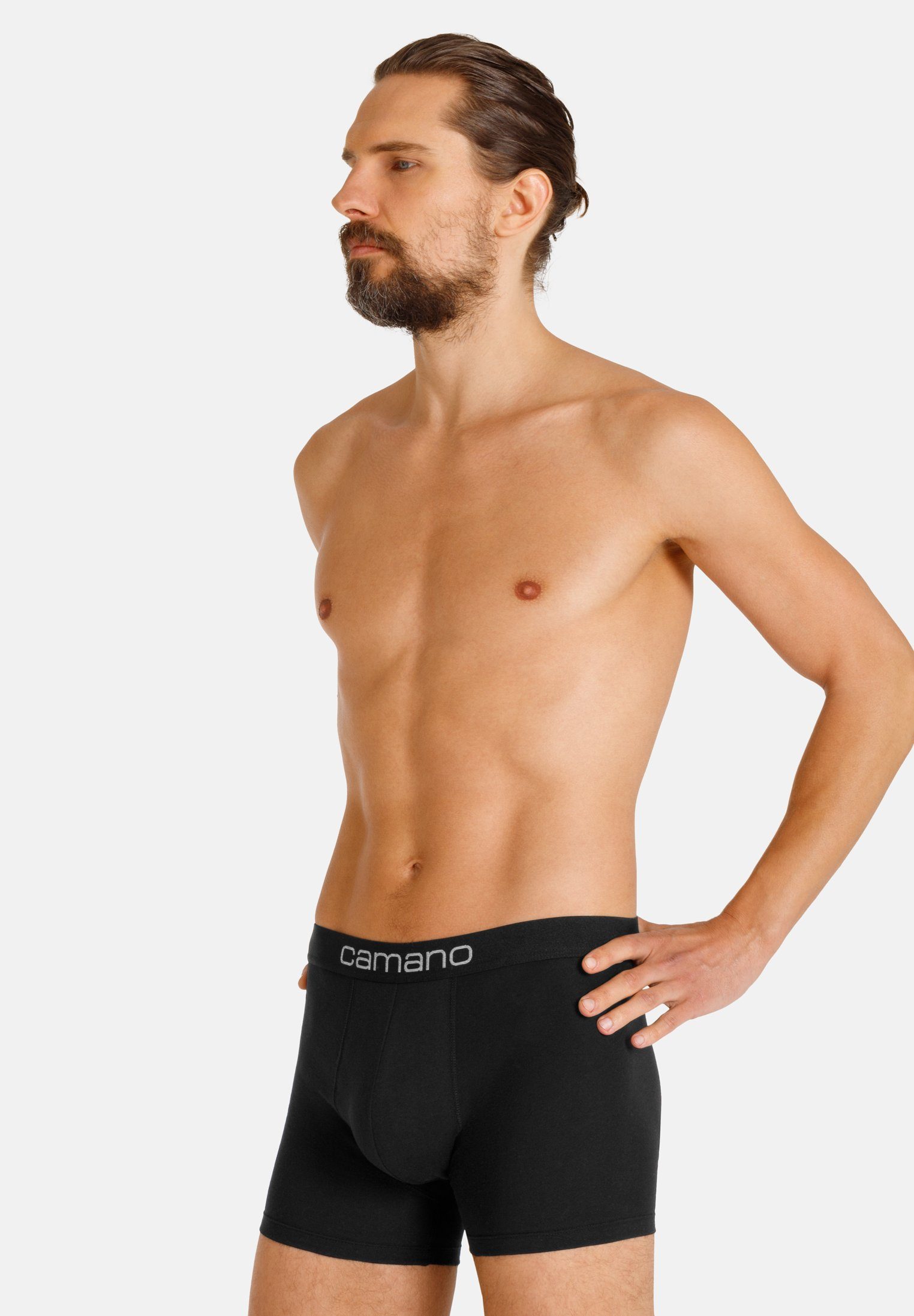 Camano Boxershorts Comfort mit nachhaltigerer Baumwolle (BCI) (2-St) 2er Pack grau, schwarz