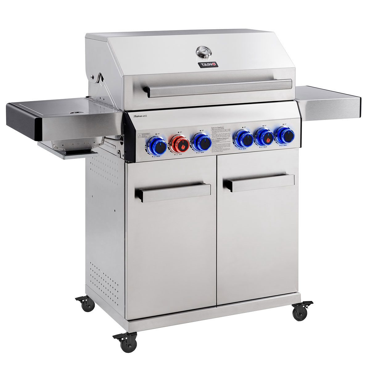 TAINO Gasgrill, PLATINUM 4+2, Gusseisenrost, Backburner, Sear-Brenner