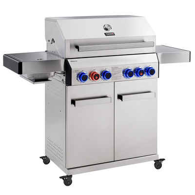 TAINO Gasgrill PLATINUM, 4+2, Gusseisenrost, Backburner, Sear-Brenner, große Grillfläche