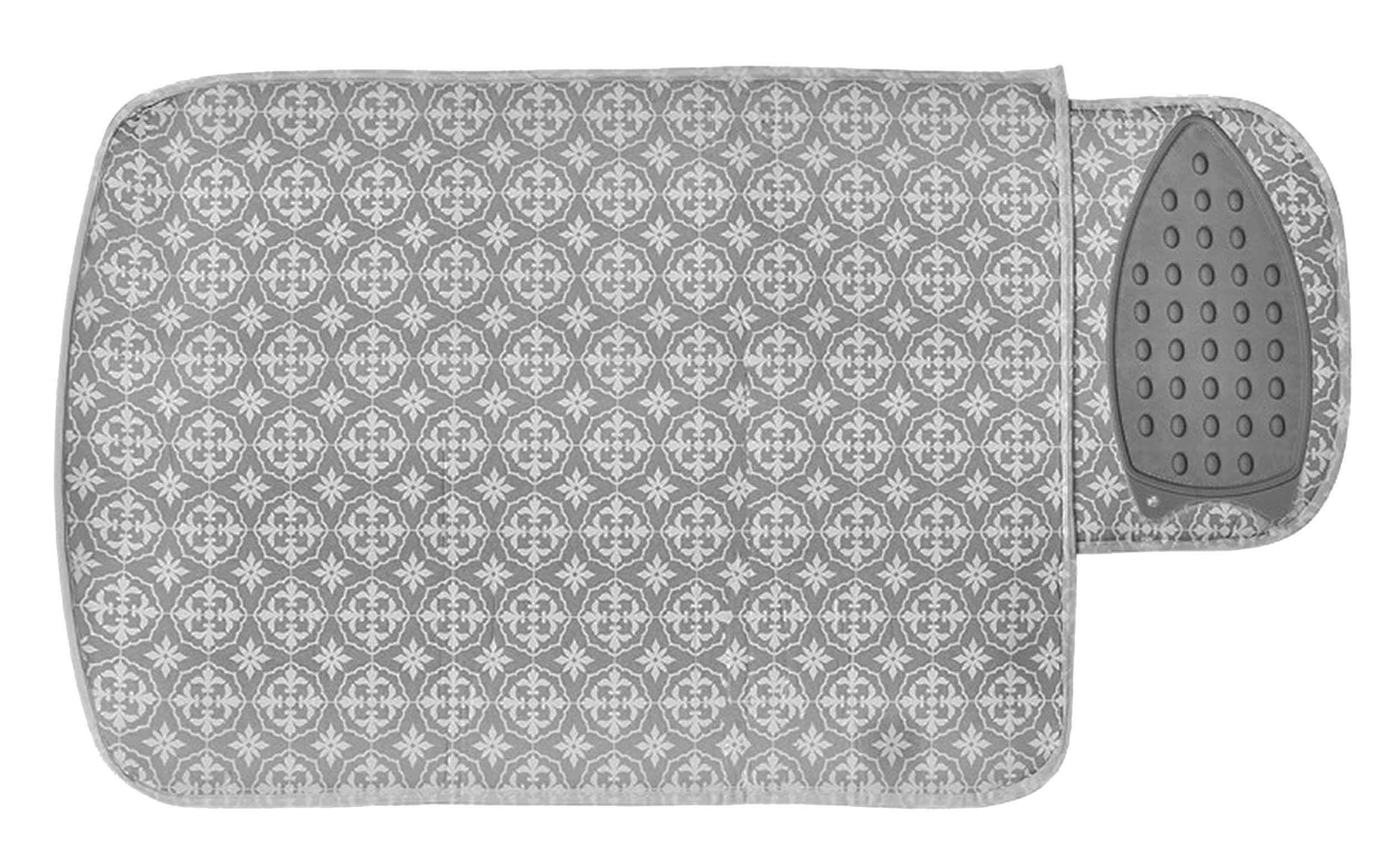 Kipit Bügelbrettbezug BÜGELUNTERLAGE 85x48cm Grau mit Bügeleisenablage Polsterung 32, Tischbügeldecke Bügeldecke Bügelbrettbezug Bügelmatte