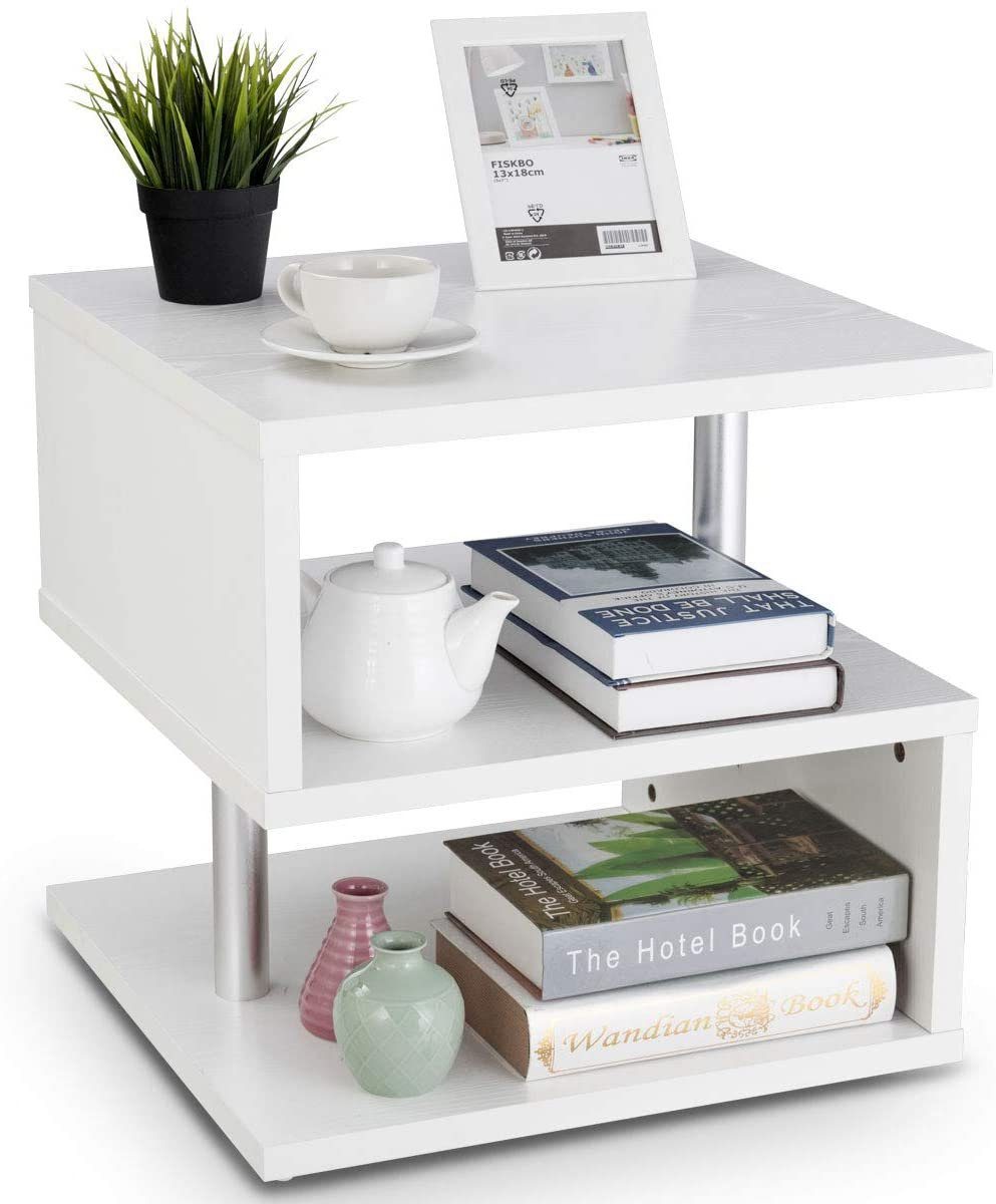 COSTWAY Beistelltisch »Kaffeetisch«, 3 Ebenen, weiß, 50x50x50cm online