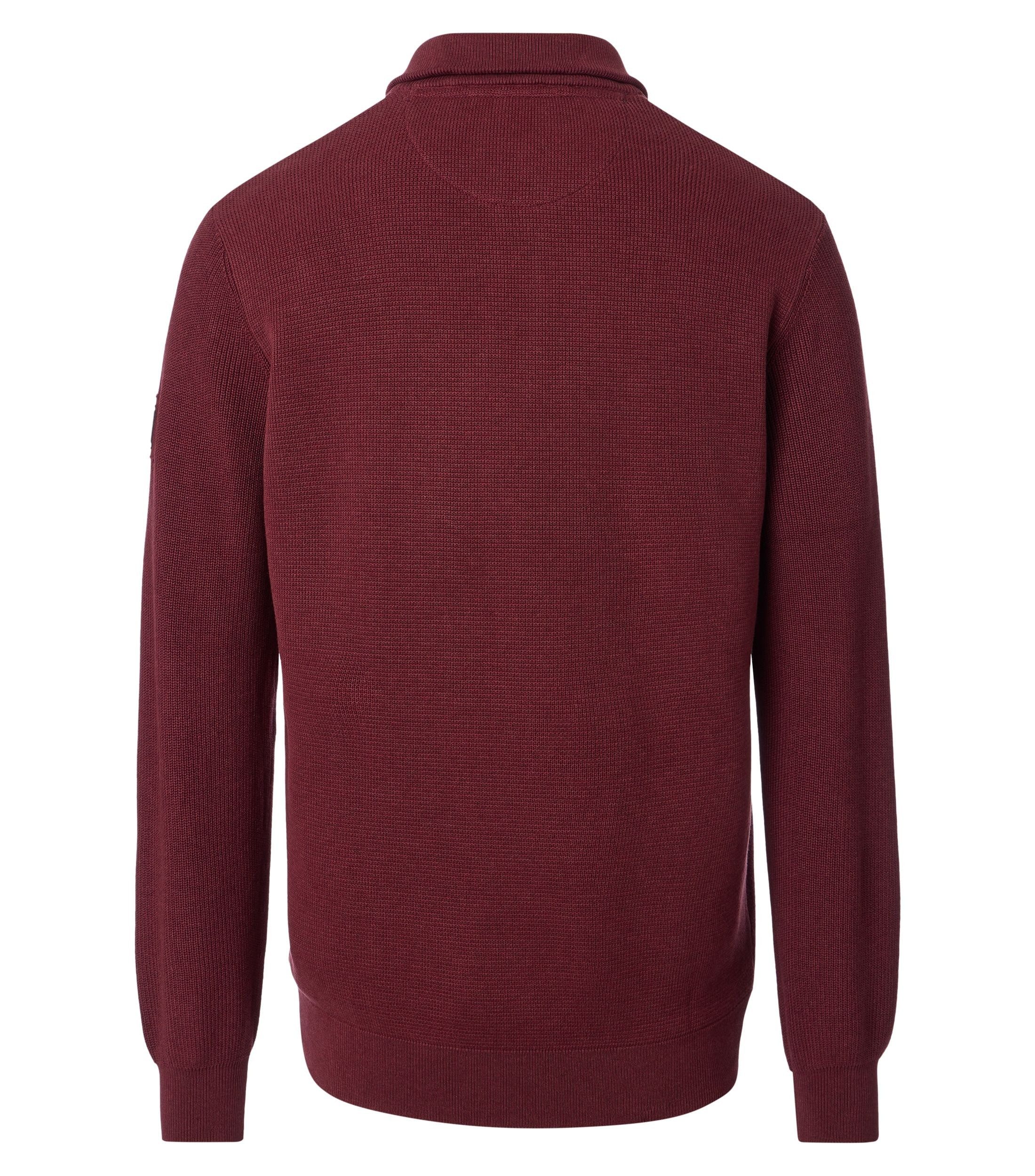 CASAMODA Troyer CASAMODA Herren Strick-Troyer Zipper Regular Baumwolle Rot