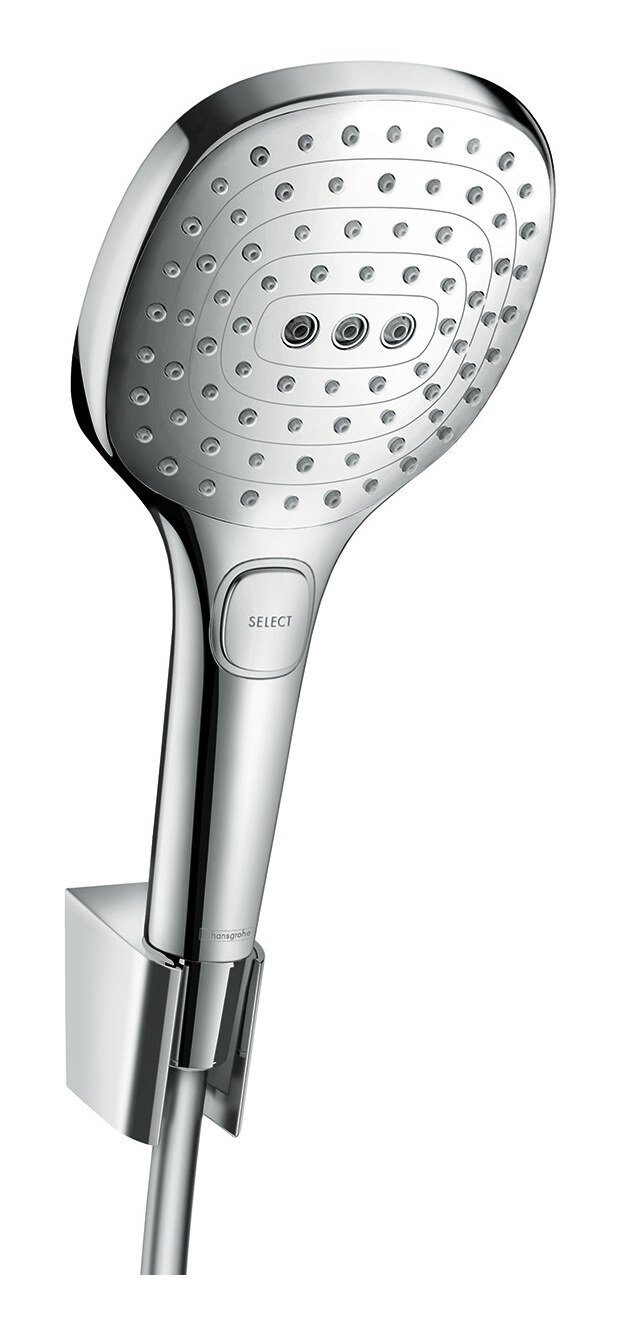 hansgrohe Handbrause Raindance Select E, Brausehalterset 120 3jet mit Brauseschlauch 1250 mm - Chrom