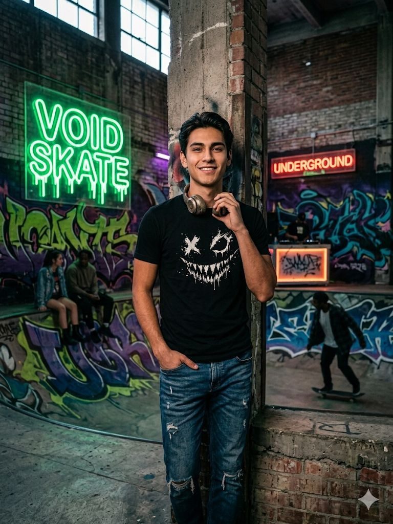 coole-fun-t-shirts Print-Shirt Herren T-Shirt Schwarz mit Horror Smiley Print GrinX Streetwear GrinX T-Shirt Horror Grinsen Schwarz Herren