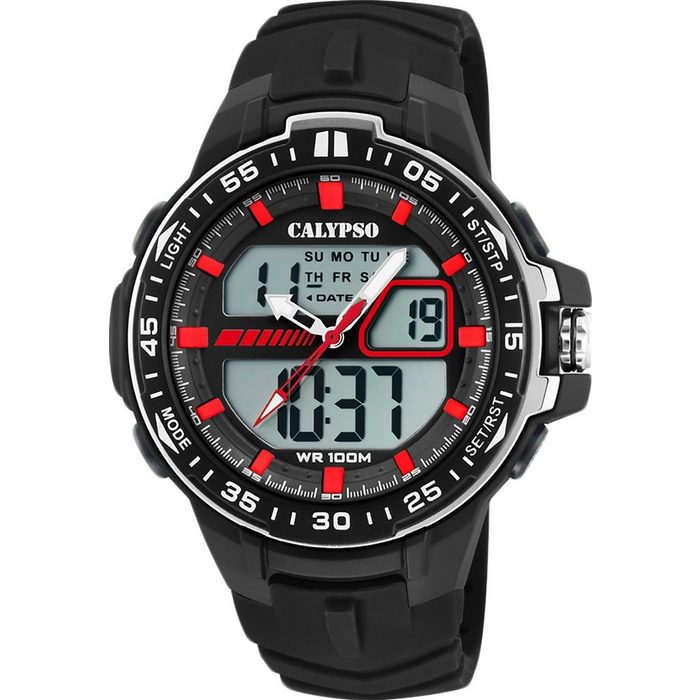 CALYPSO WATCHES Digitaluhr Calypso Herren Uhr K5766/4 Kunststoffband (Armbanduhr) Herren Armbanduhr rund Kunststoff PUarmband schwarz Sport