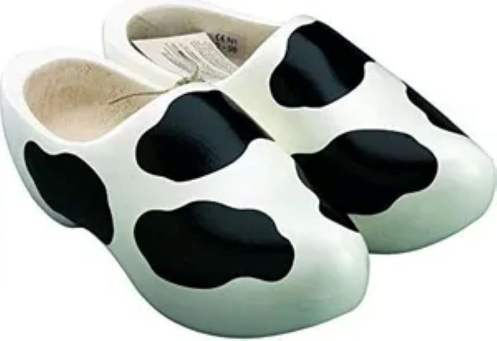 Klompenfabriek Nijhuis BV Original holländische Holzschuhe: Der Tierische mit Kuhflecken Clog Größen 20-47