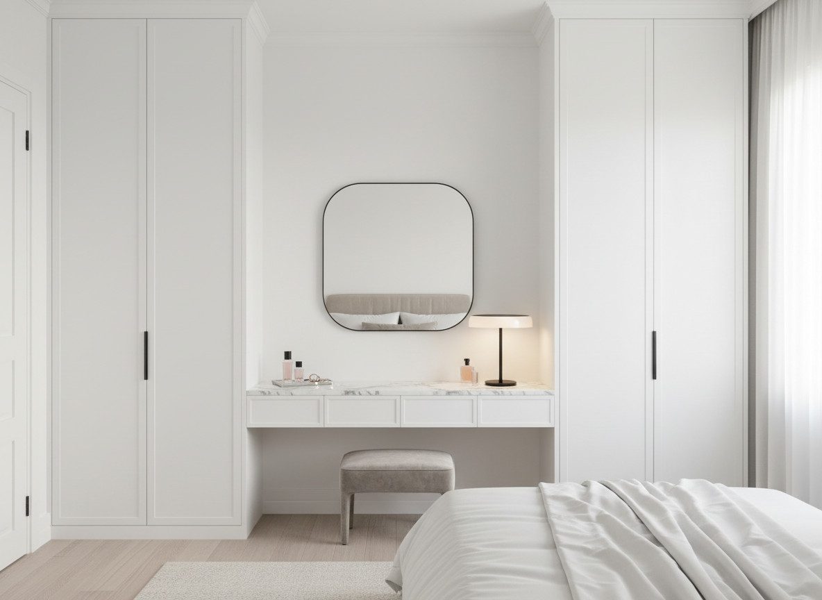 BOURGH Wandspiegel EVORA 50x50cmabgerundeter quadraticher Spiegel - Dekospiegel schwarz, für Wohnzimmer, Schlafzimmer, Flur & Bad