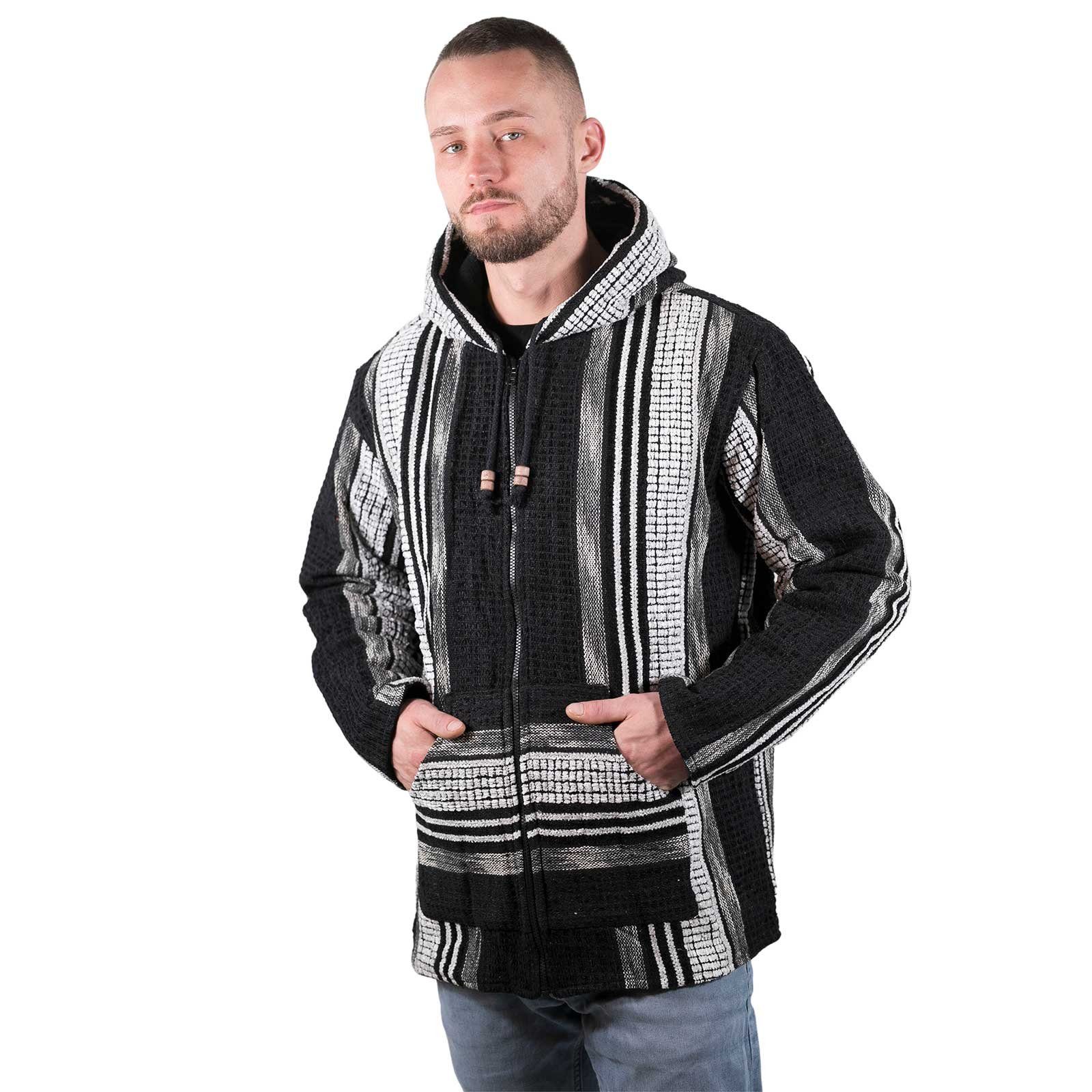 KUNST UND MAGIE Kurzjacke Kapuzenjacke Kapu Hoodie+Kapuze&Kängurutasche Hippie Jacke Gheri Nepal