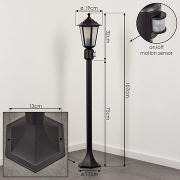 hofstein Pollerleuchte Wegeleuchte m. Bewegungsmelder aus Metall/Milchglas in Schwarz/Weiß, ohne Leuchtmittel, 107cm, Gartenlampe, Gartenbeleuchtung IP44, 1xE27, ohne Leuchtmittel