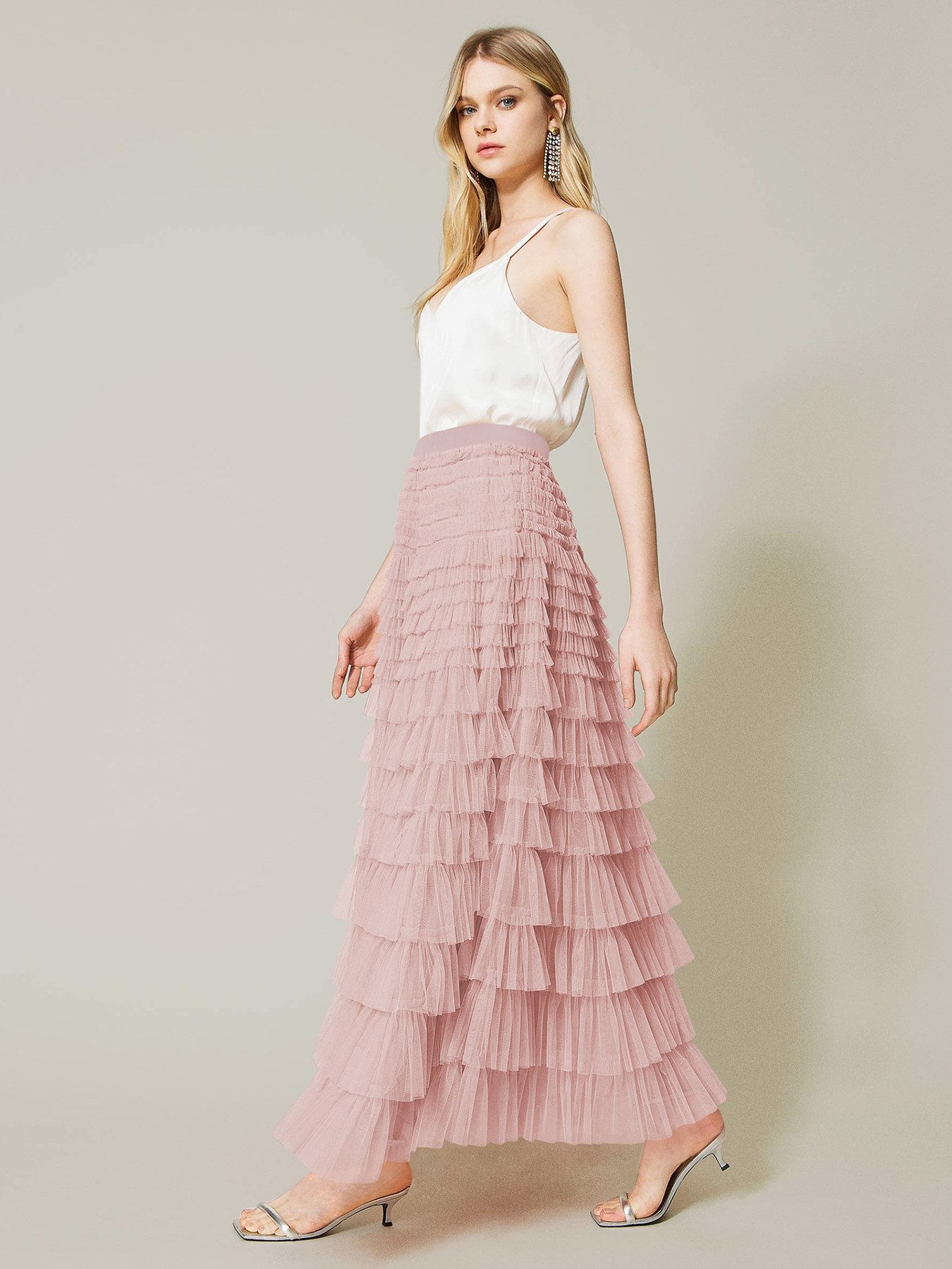 DEBAIJIA Meshrock Damen Frühling Herbst geschichteter Tüll-Tortenrock