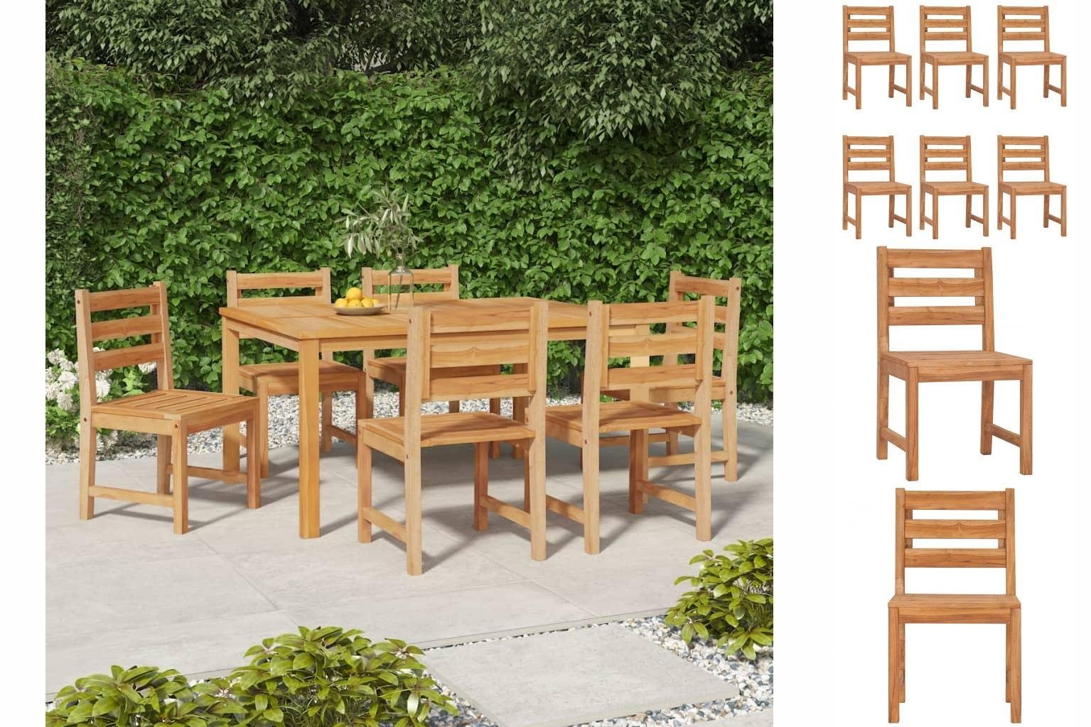 vidaXL Gartenstuhl Gartenstühle 6 Stk Massivholz Teak Terrasse Stuhl