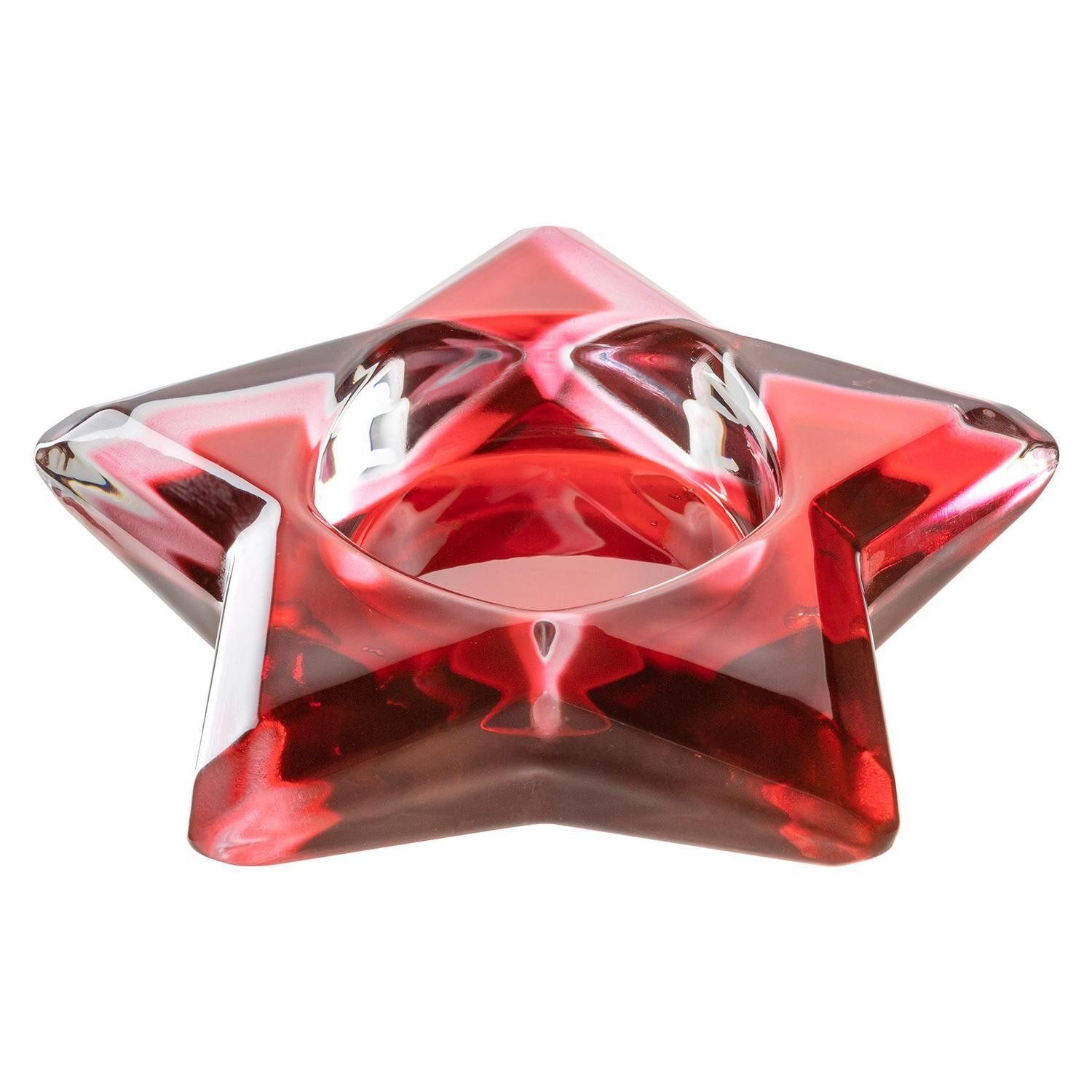 LEONARDO Windlicht AUTENTICO, Ø 15 x H 14 cm, Rot, Glas, (1 St), in Sternform