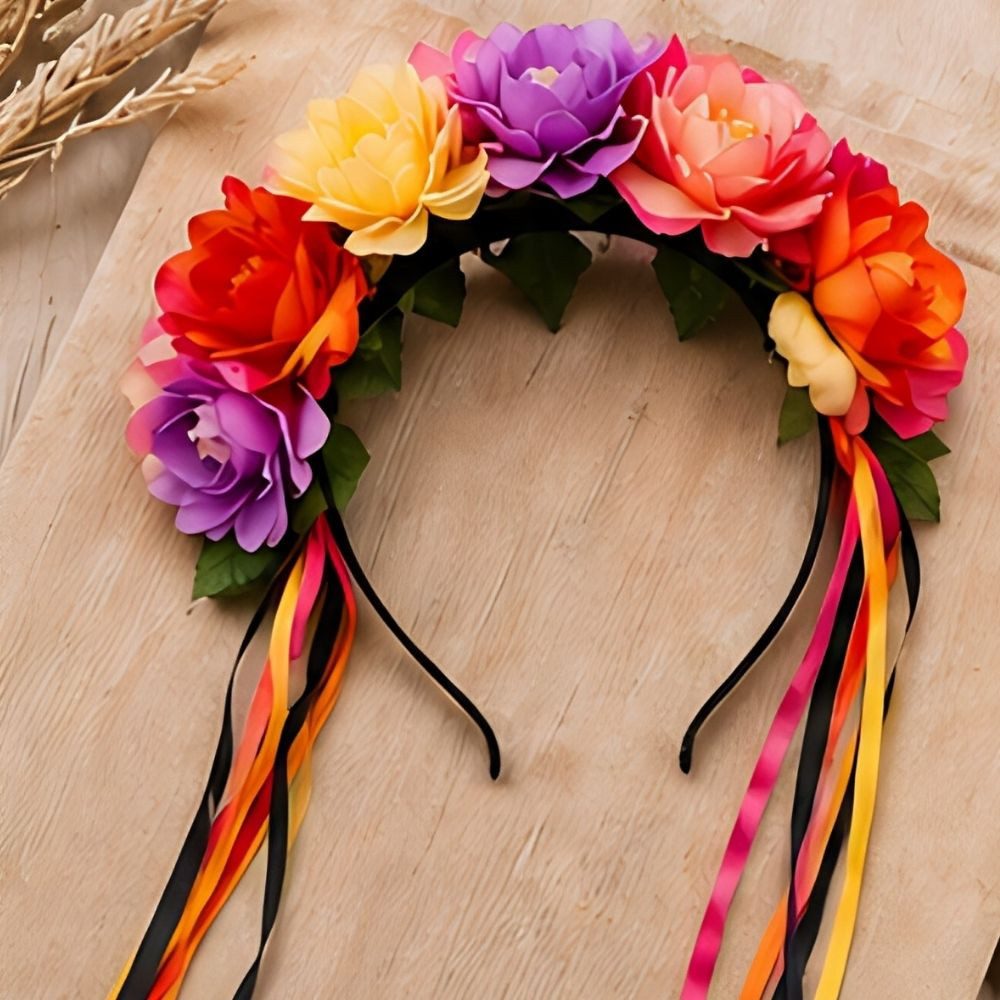 Kaiser24 Haarreif Hippie Haarreif Blumen – Flower Crown Festival Kopfschmuck