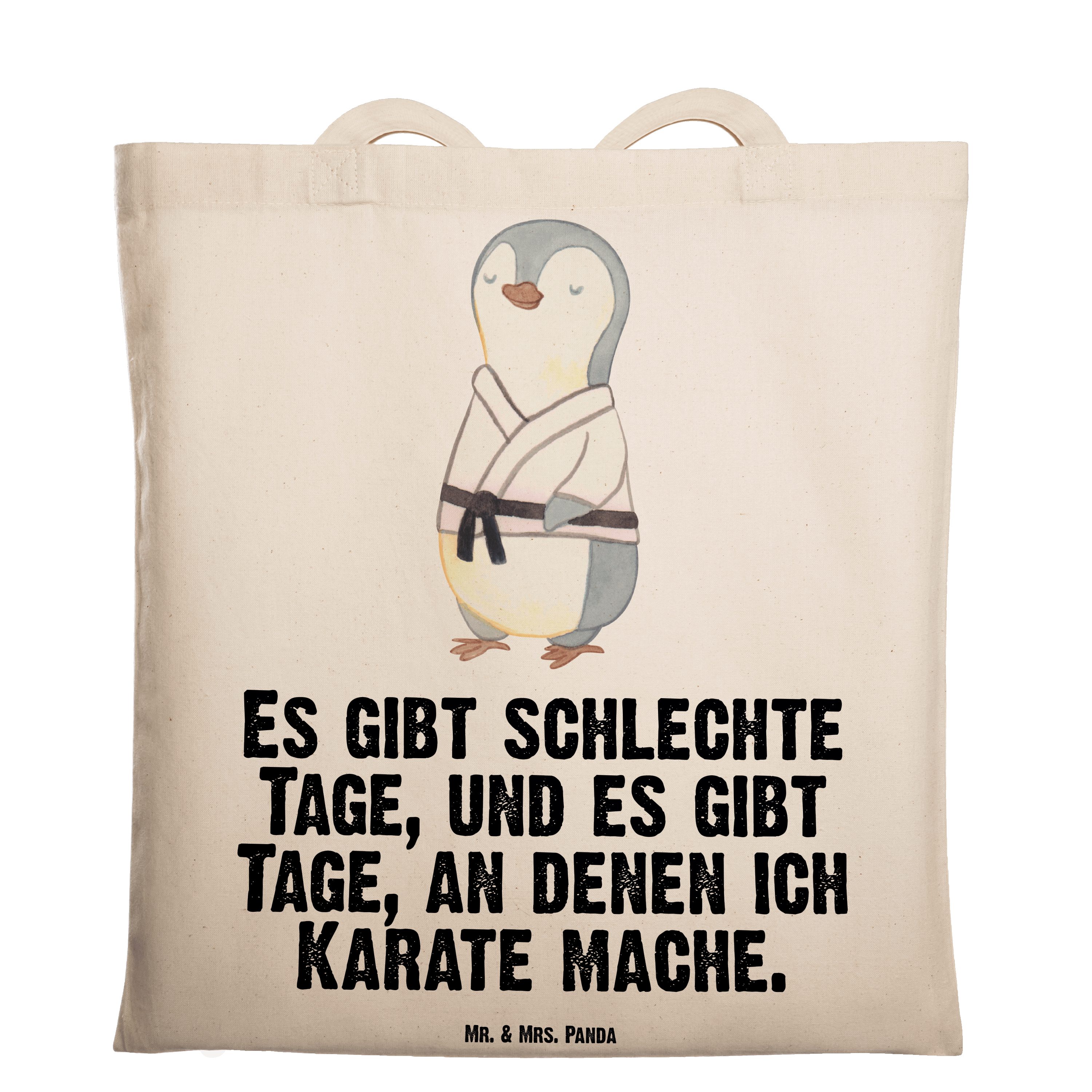 Mr. & Mrs. Panda Tragetasche Pinguin Karate Tage - Transparent - Geschenk, Karate Verein, Stoffbeu (1-tlg) | Canvas-Taschen