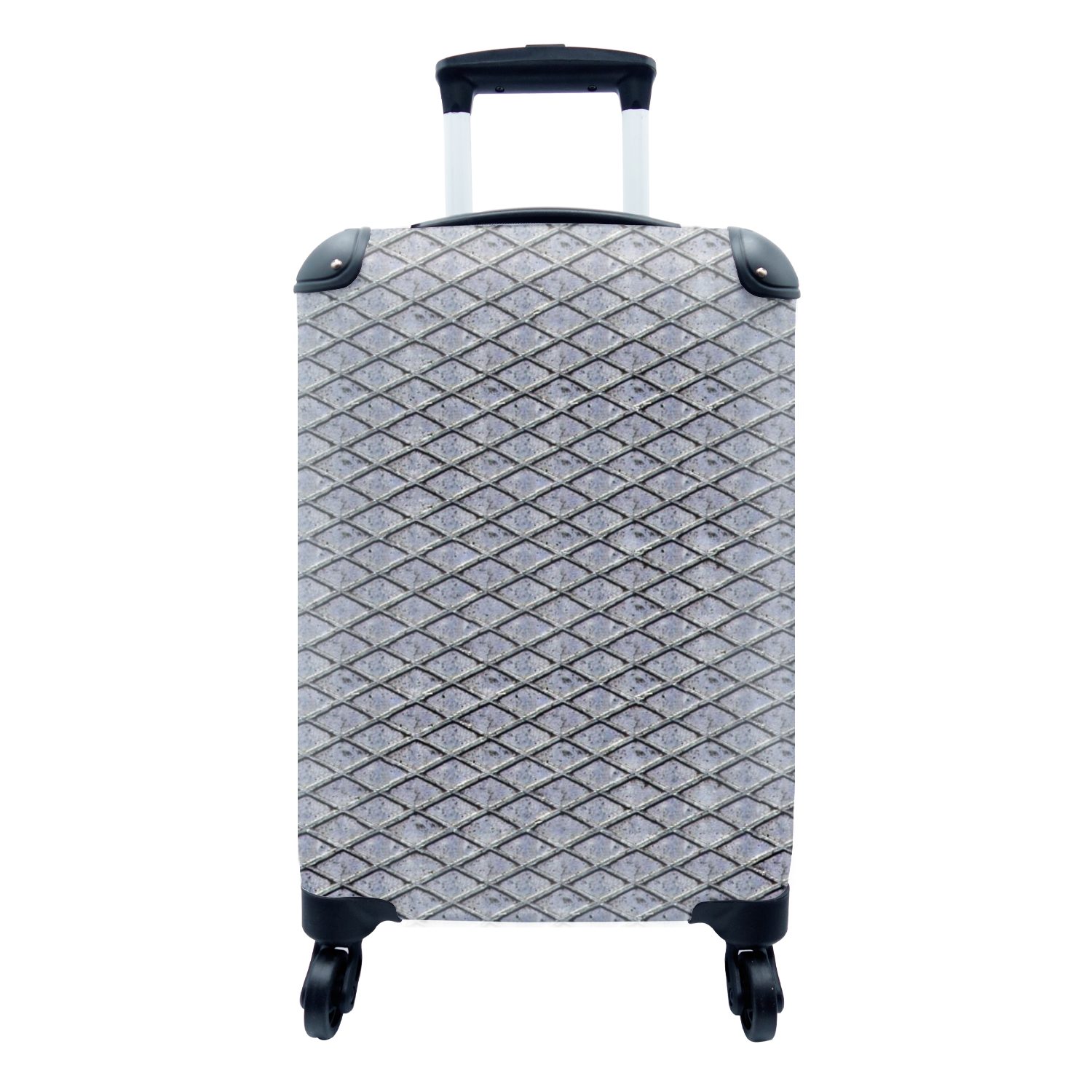 MuchoWow Handgepäckkoffer Raster - Metall - Muster, 4 Rollen, Reisetasche mit rollen, Handgepäck für Ferien, Trolley, Reisekoffer