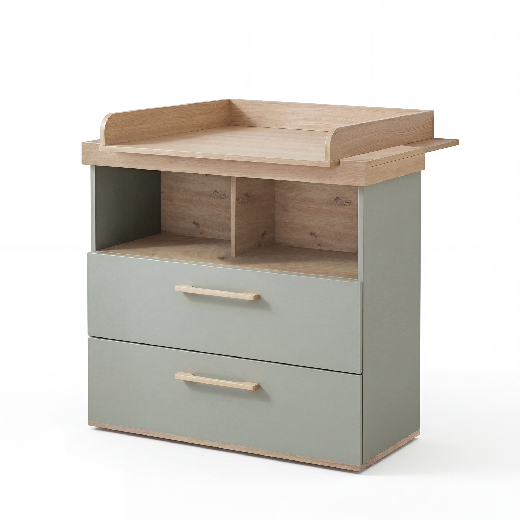 roba® Wickelkommode Jimmy - aus Holz - Made in Europe - Wickeltisch - Blauer Engel, 2 Schubladen mit Soft-Close - offenes Fach - Wickelhöhe 93 cm