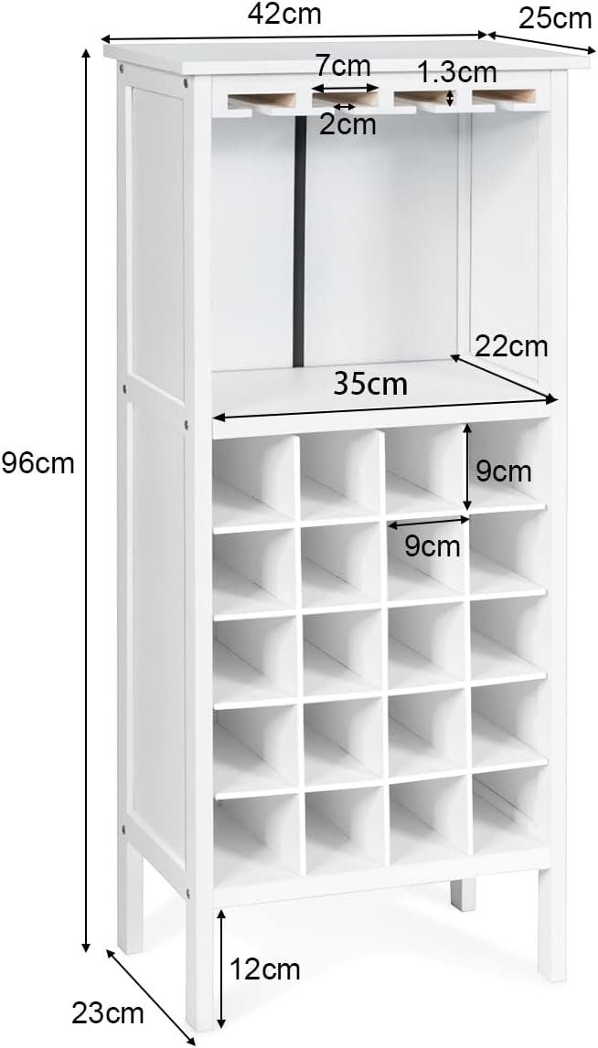 KOMFOTTEU Weinregal Flaschenregal, Flaschenständer mit 20 Staufächern, aus Holz – Bild 3 von 3