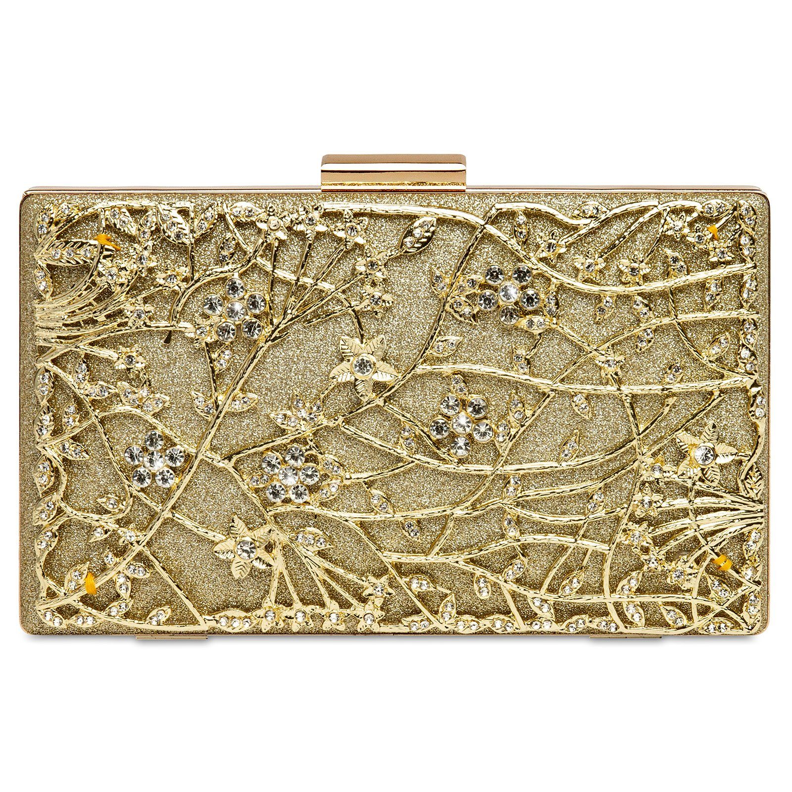 Caspar Clutch TA528 außergewöhnliche elegante Damen Box Clutch mit floralem Metalldekor