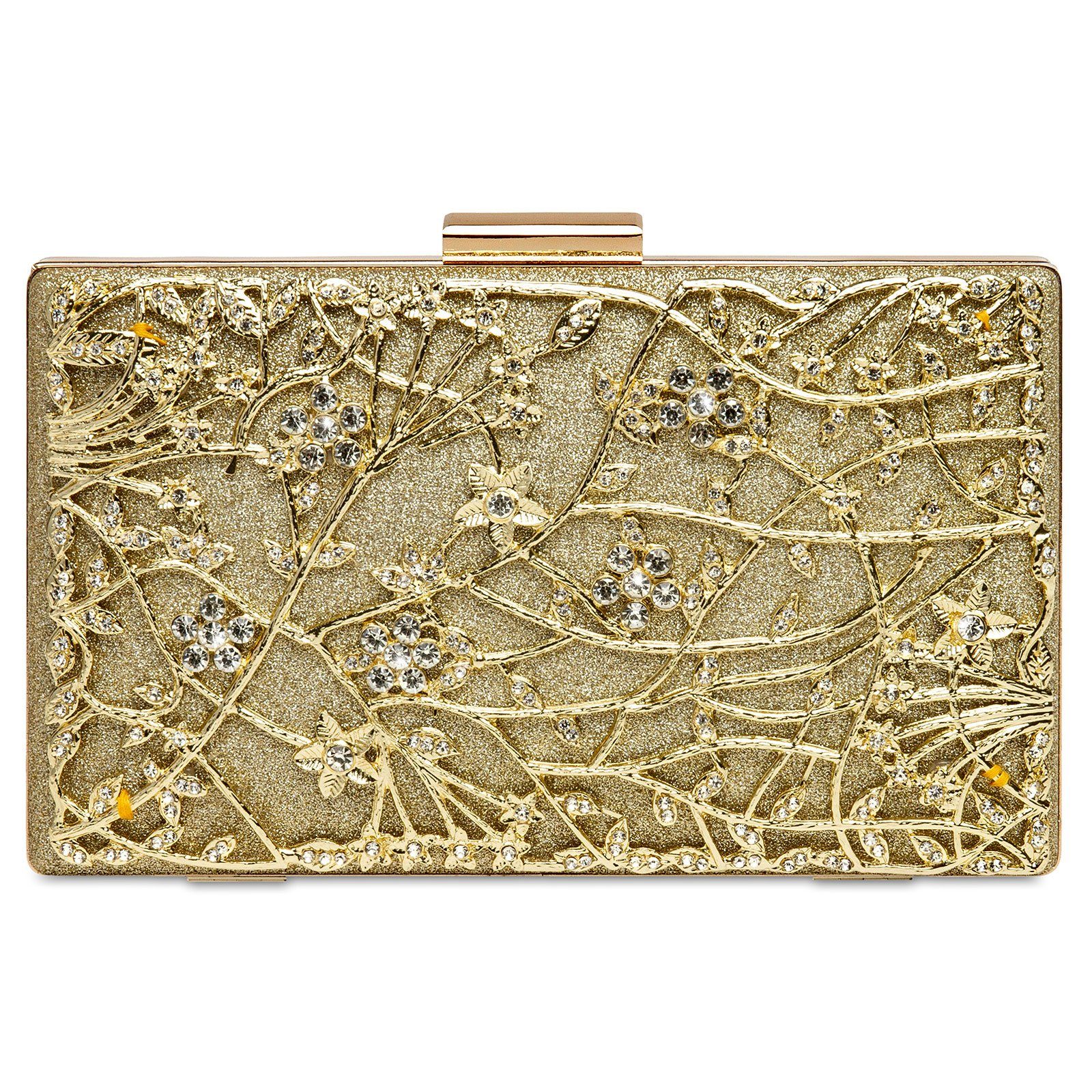 Caspar Clutch TA528 auBergewohnliche elegante Damen Box Clutch mit floralem Metalldekor
