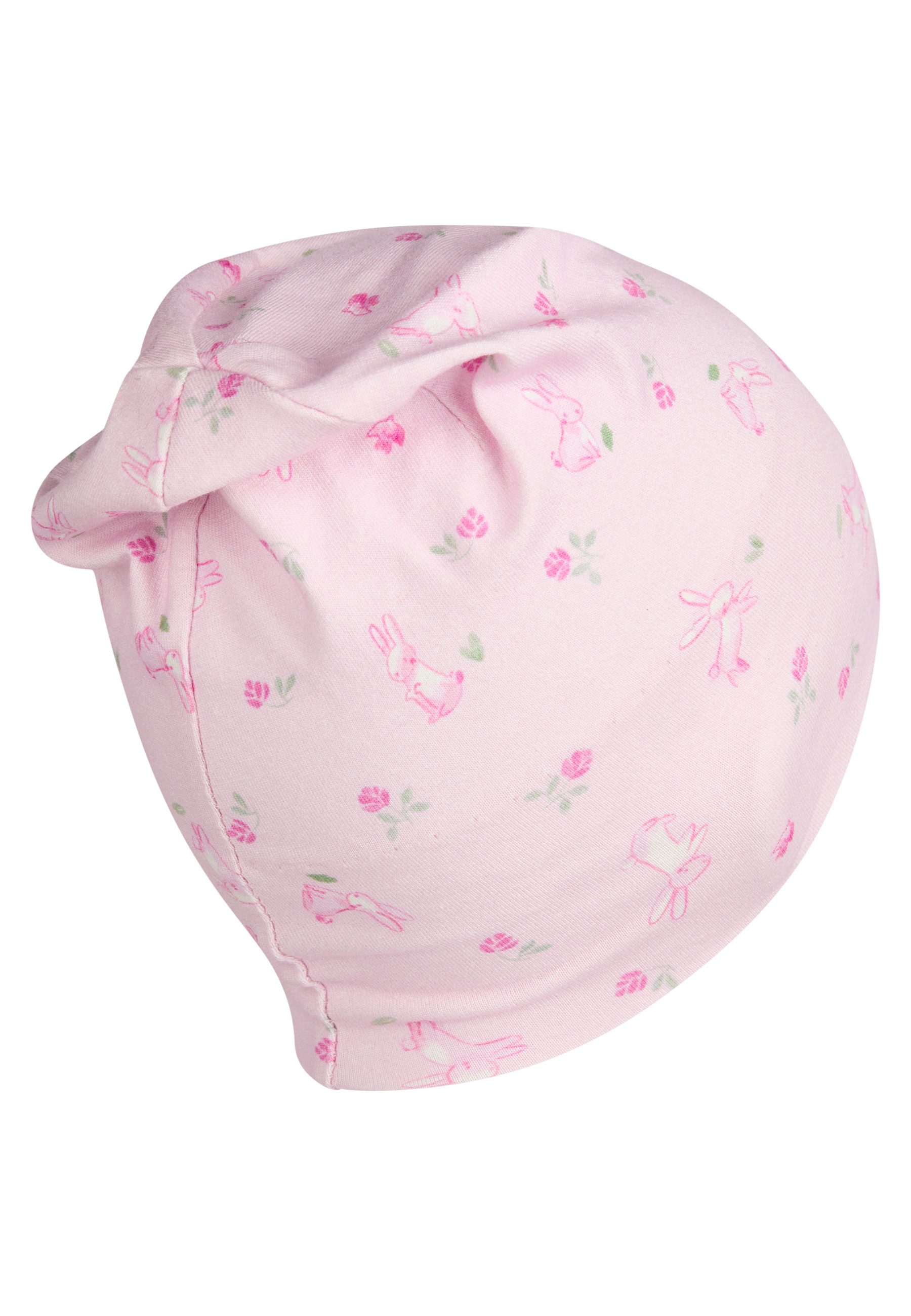 Sterntaler® Beanie Beanie Hasen (1-St) Beanie aus Baumwolljersey mit Hasenprint, zwei Tragevarianten
