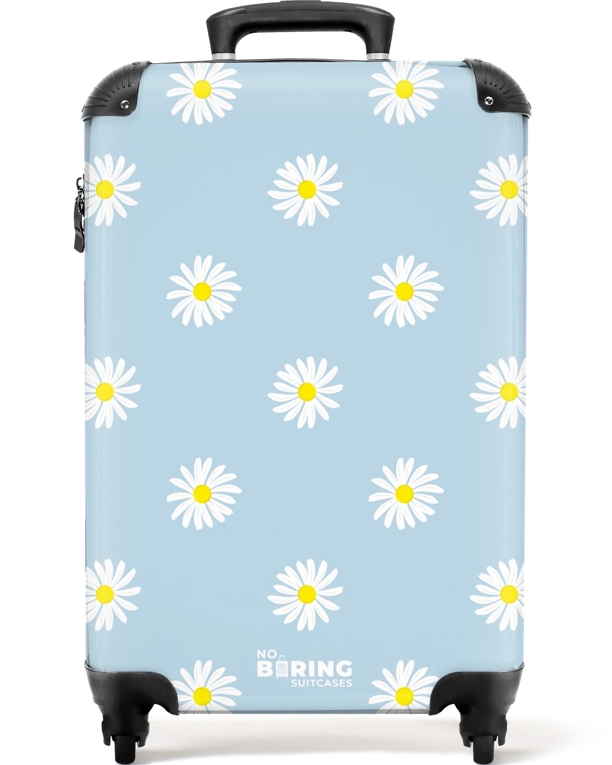 NoBoringSuitcases.com© Hartschalen-Trolley Pastellblau mit Gänseblümchen 55 günstig online kaufen