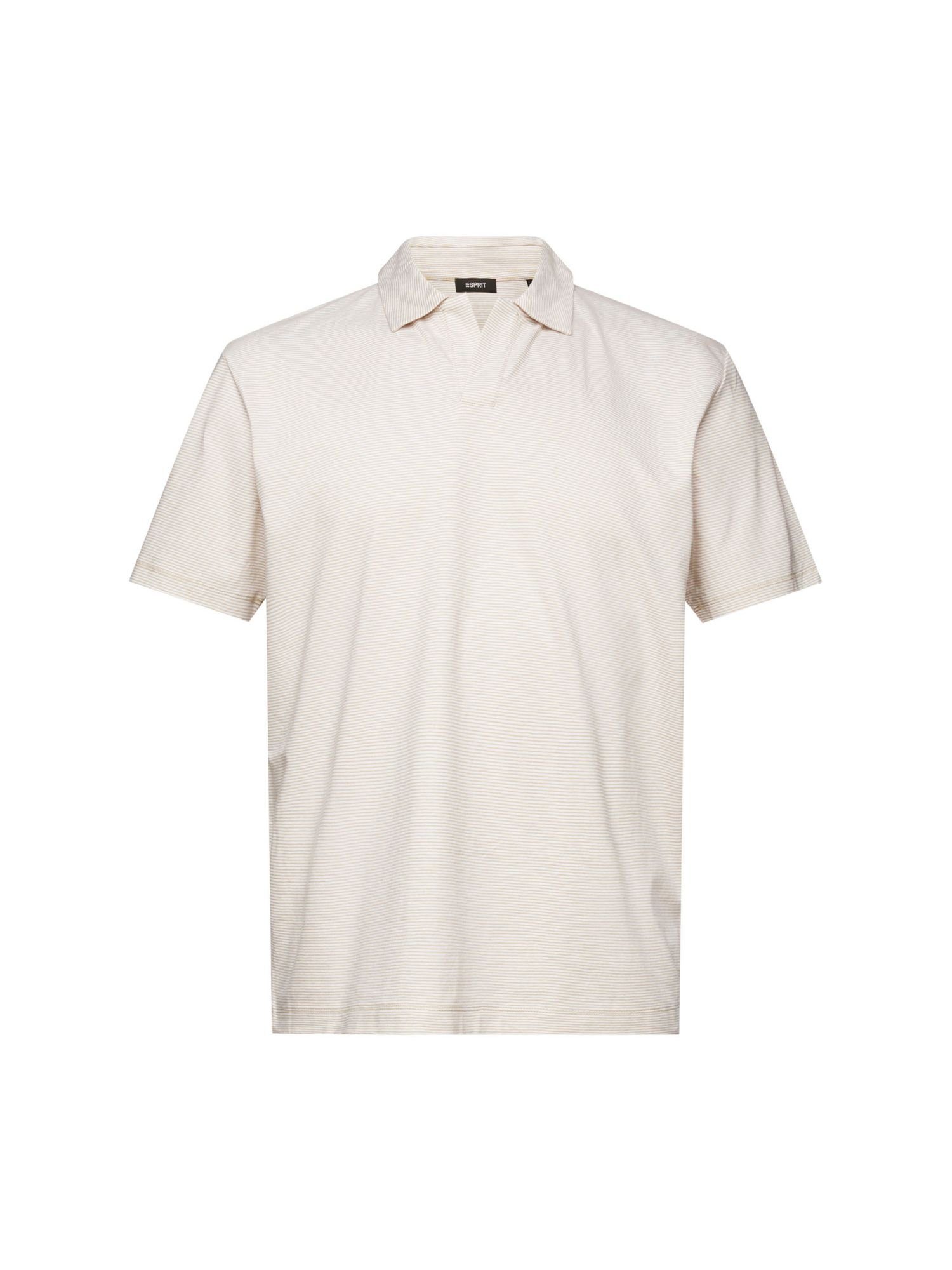 Esprit Collection Poloshirt Gestreiftes Jersey Poloshirt, Baumwolle-Leinen-Mix SAND
