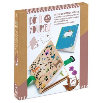 DJECO Kreativset DIY Pflanzenpresse & Herbarium mit 48 Seiten Holzpresse