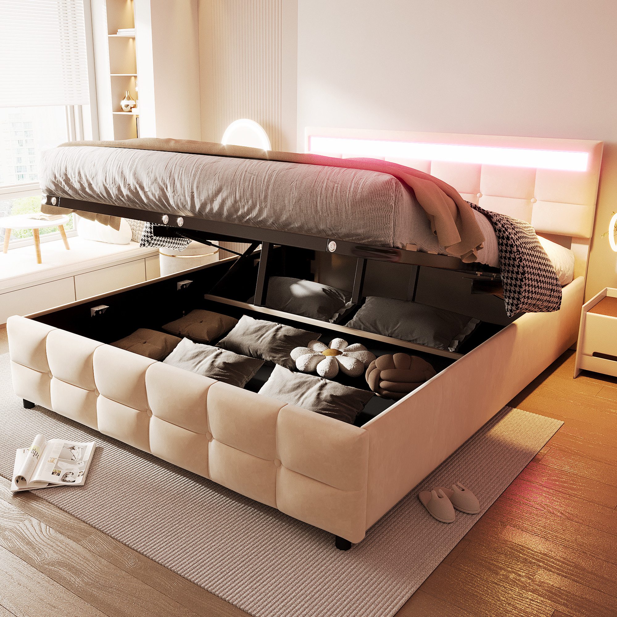 HAUSS SPOLE Polsterbett 180x200cm mit LED-Leuchten, günstig online kaufen