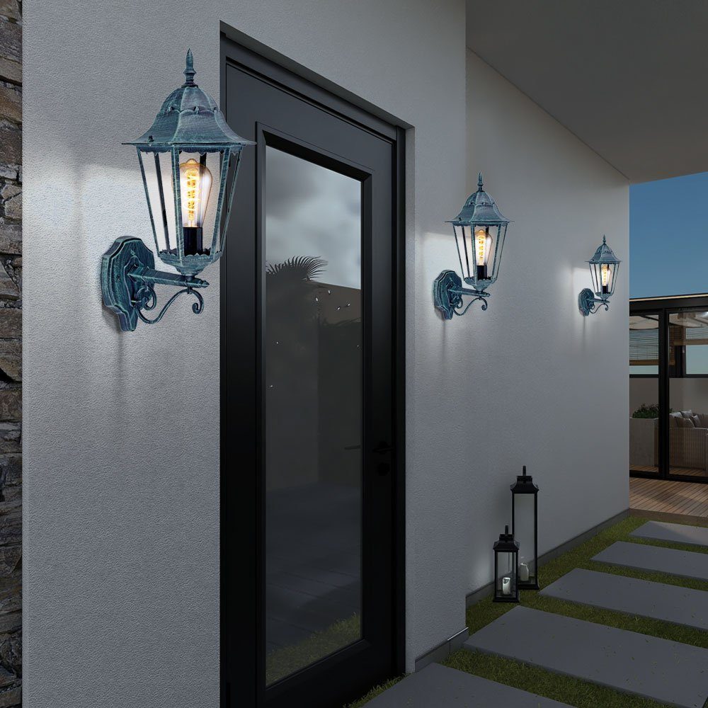 etc-shop Außen-Wandleuchte, Leuchtmittel inklusive, Warmweiß, LED Garten Set Laternen Wand Lampen Haus Außen 3er Fassaden Tür