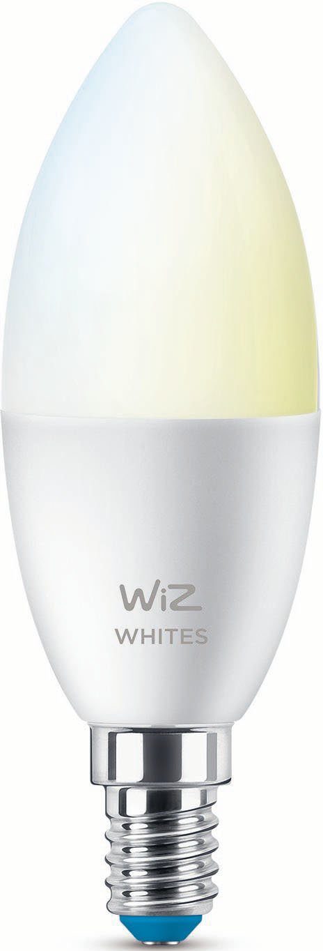 WiZ LED-Leuchtmittel White 40W E14 Kerzenform Tunable matt Doppelpack, E14, Neutralweiß