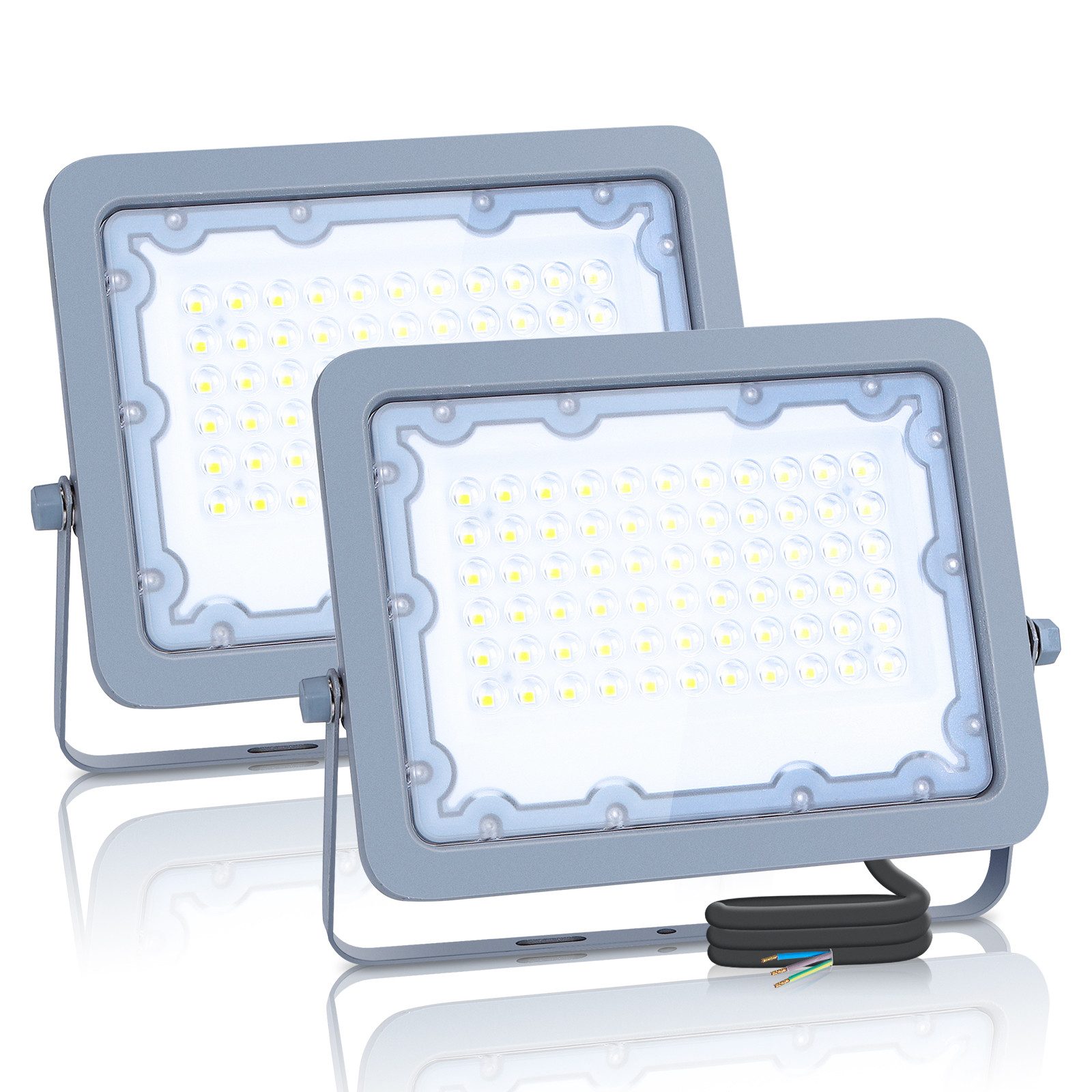 Aigostar Flutlichtstrahler LED Strahler Außen 2 Stücke,50W 6500K LED Flutlicht,IP65 4500LM, LED fest integriert