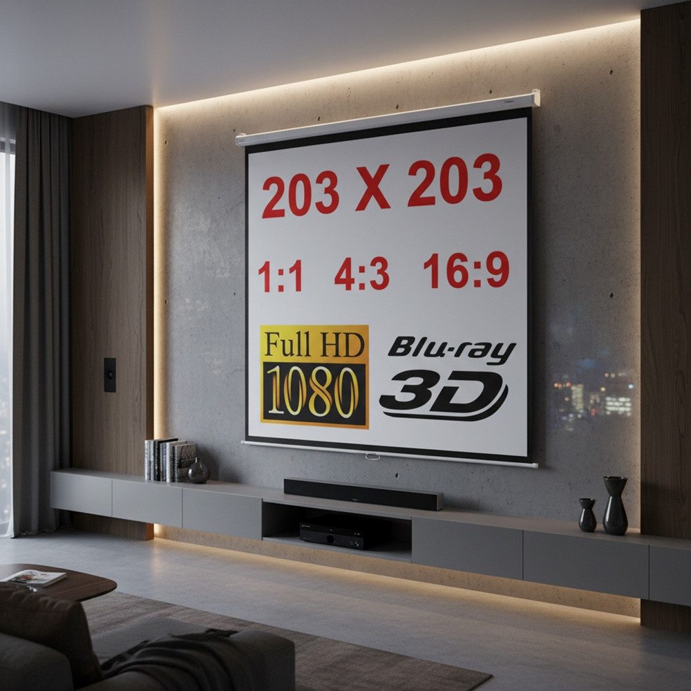 Melko Heimkino Beamerleinwand 110" Beamer Projektor Leinwand HDTV 16:9 4:3 Rolloleinwand (3-Schicht Gewebetuch)