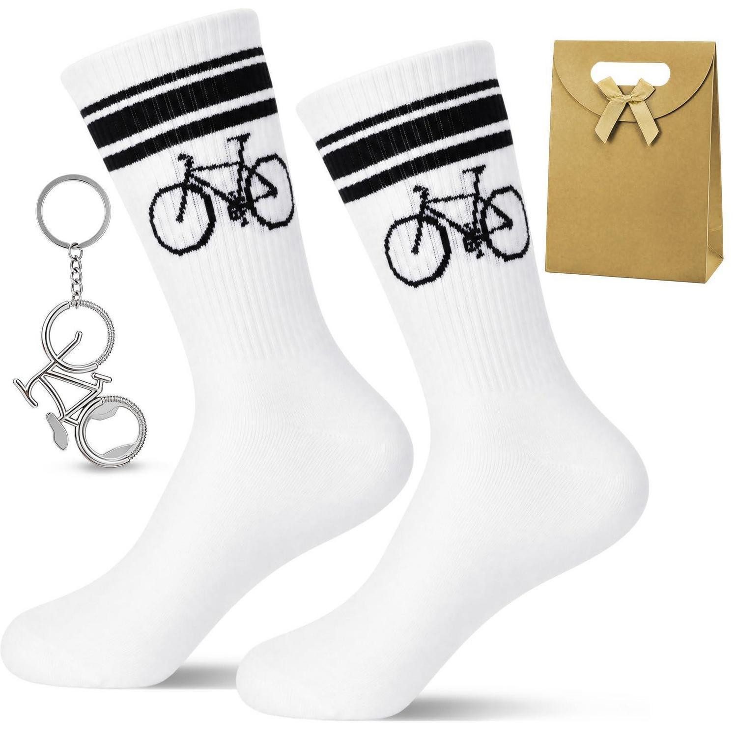 LuxusKollektion Sportsocken Fahrrad Socken Geschenkset 3-teilig Fahrradmotiv