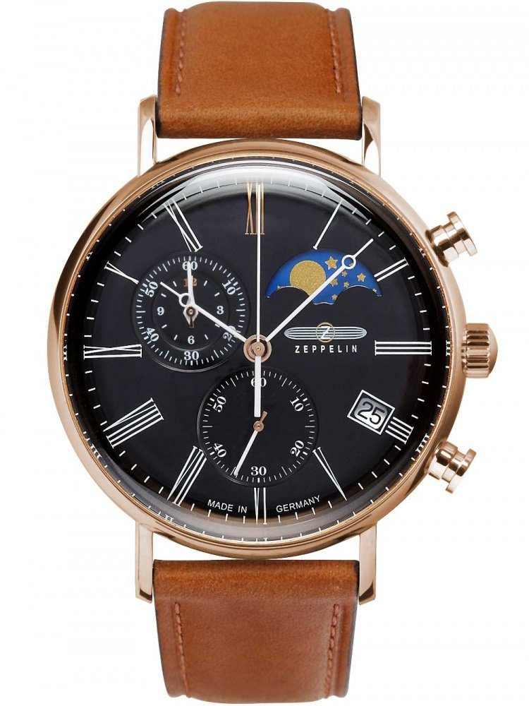 Mondphasen Quarzuhr Zeppelin 7196-2 ZEPPELIN Chronograph 5ATM 41mm Rome