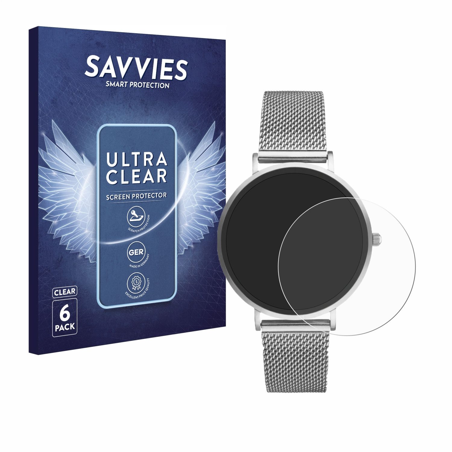 Savvies Displayschutzfolie Schutzfolie für Xcoast X-Watch Siona 2 Nano, 6 Stück, Displayschutz Schutz Folie Klar Transparent