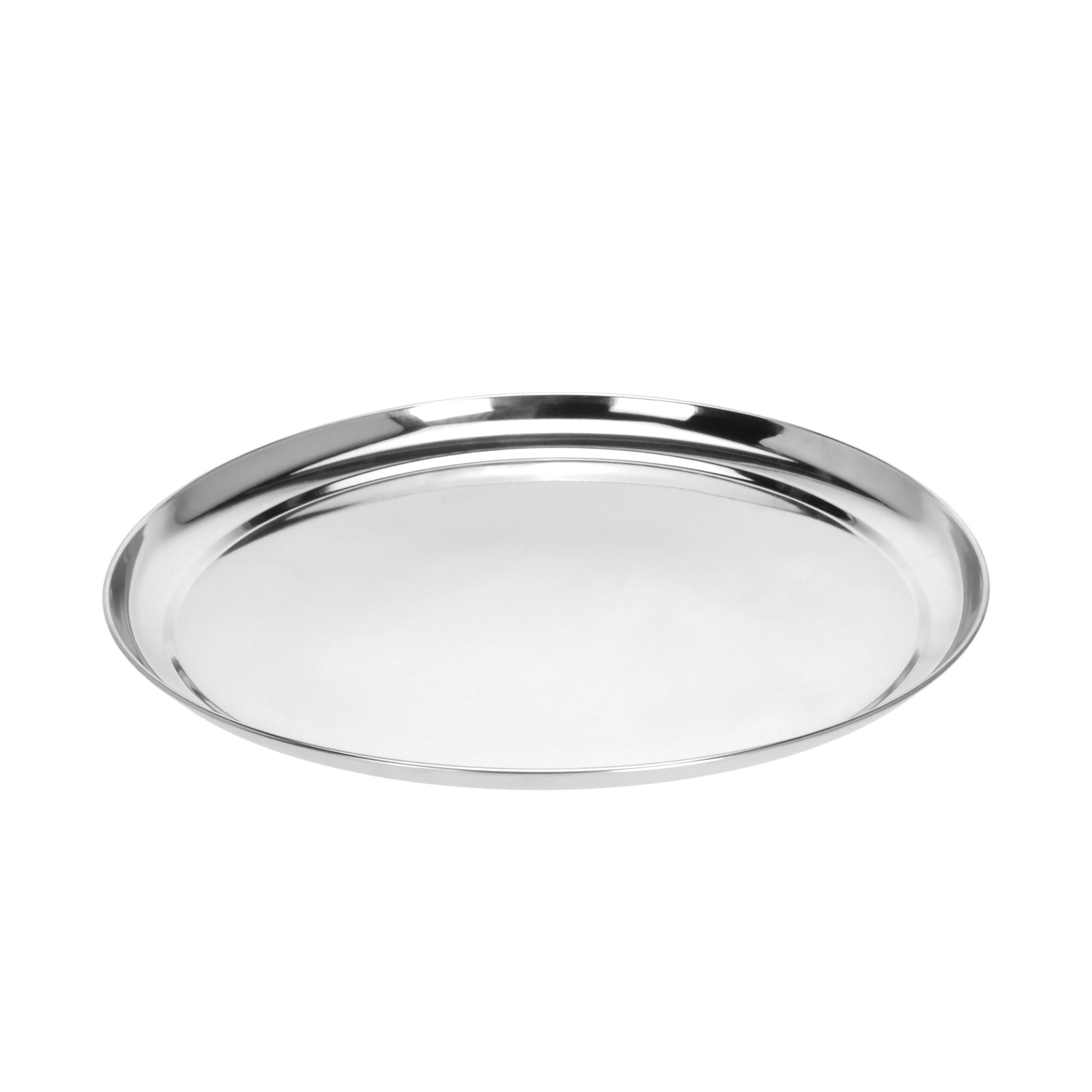 Spetebo Dekotablett Edelstahl Serviertablett rund silber - 34 cm (Artikel, Dekotablett), Metall Tablet für Dekorationen