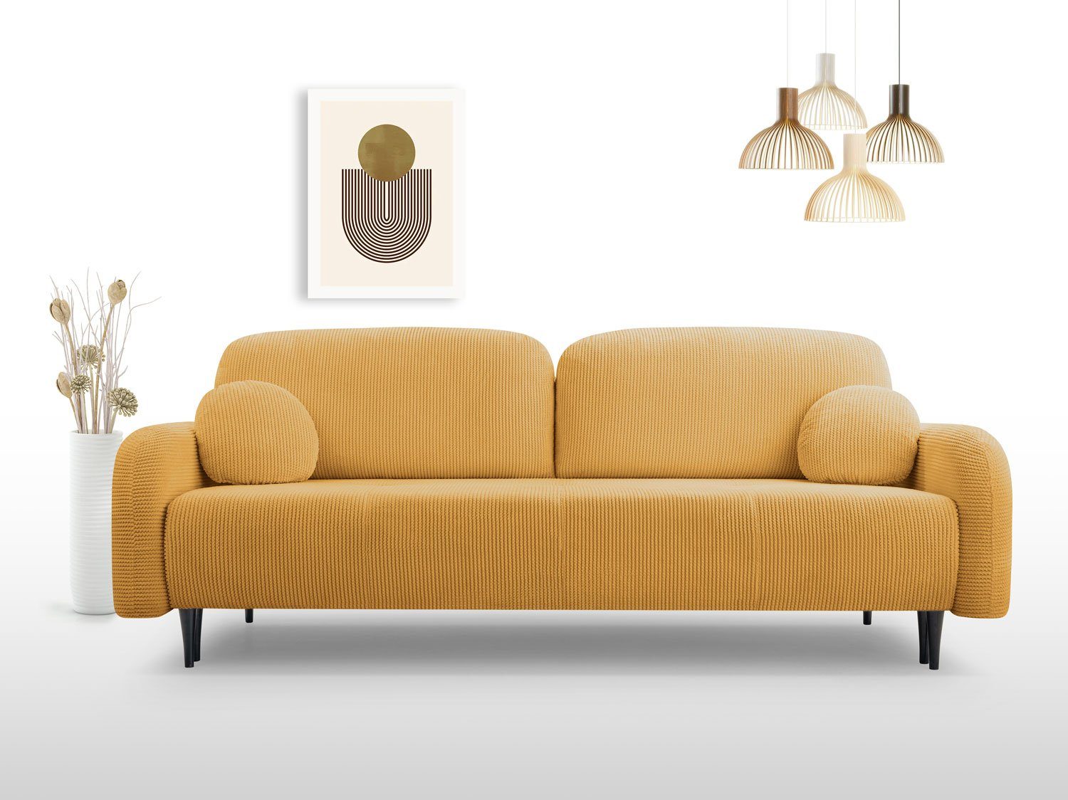 Feldmann-Wohnen 2-Sitzer Cloud, 230cm Farbe wählbar mit Schlaffunktion und Bettkasten gelb