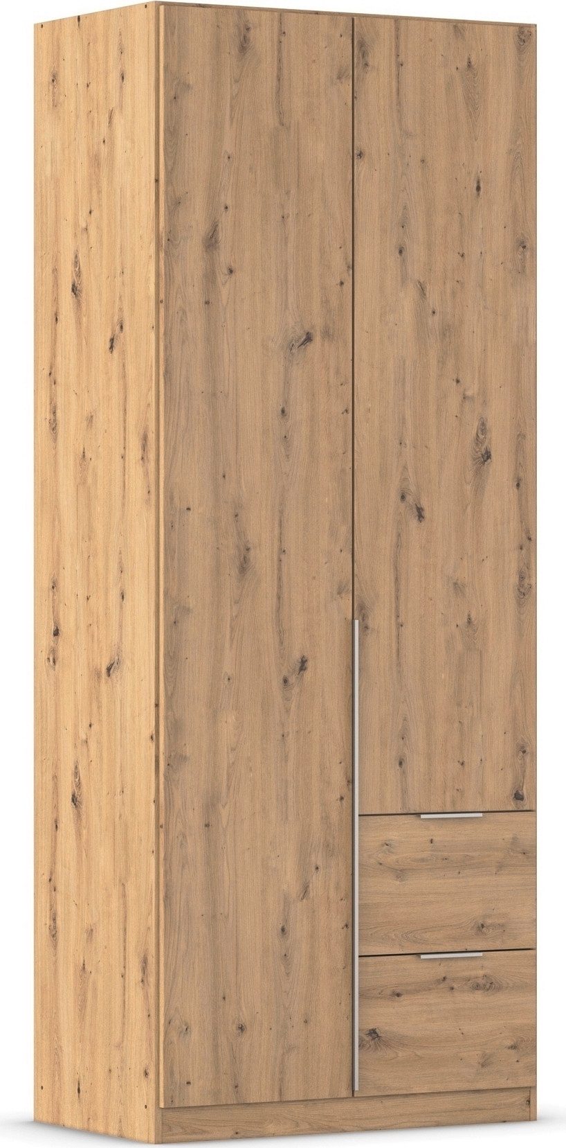 OTTO home Drehtürenschrank Kleiderschrank Schrank Garderobe AGORDO mit Dekor- oder Hochglanzfront (in zwei Griff-Farben, Breite 91 cm) mit Außenschubkästen, Serie in 7 Breiten und 2 Höhen MADE IN GERMANY