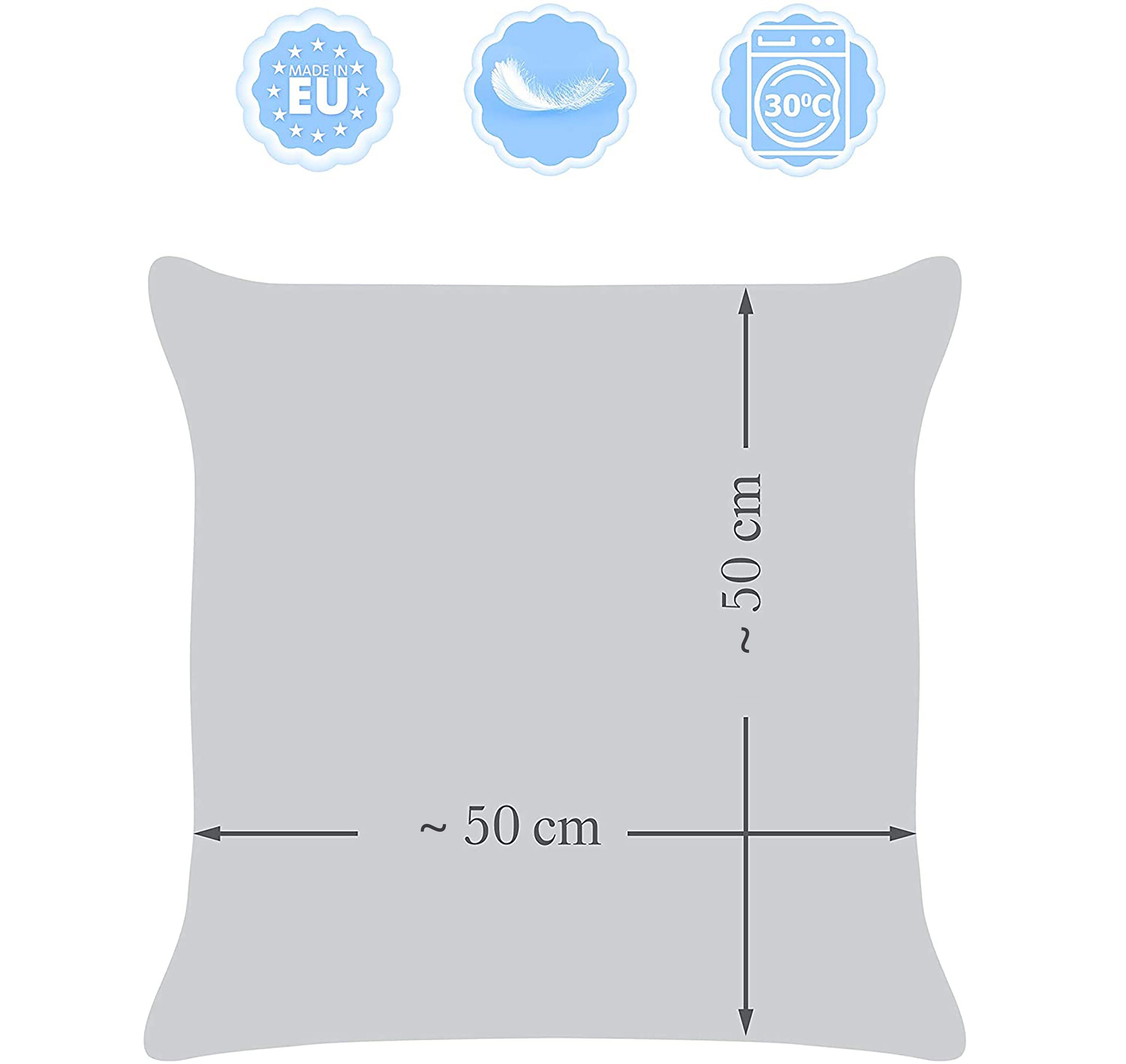 Kopfkissen; in Reißverschluss Wohnzimmer, Dekoratives Kinder Baumwolle Schlafzimmer, mit Amilian, Zierkissenbezug für (Made 50x50 Ersatzkissenbezug, Deko, für Waffel Kissenbezug; EU) Pillow, Balkon, Kissenbezug Sofakissen: Weiß Rosa cm