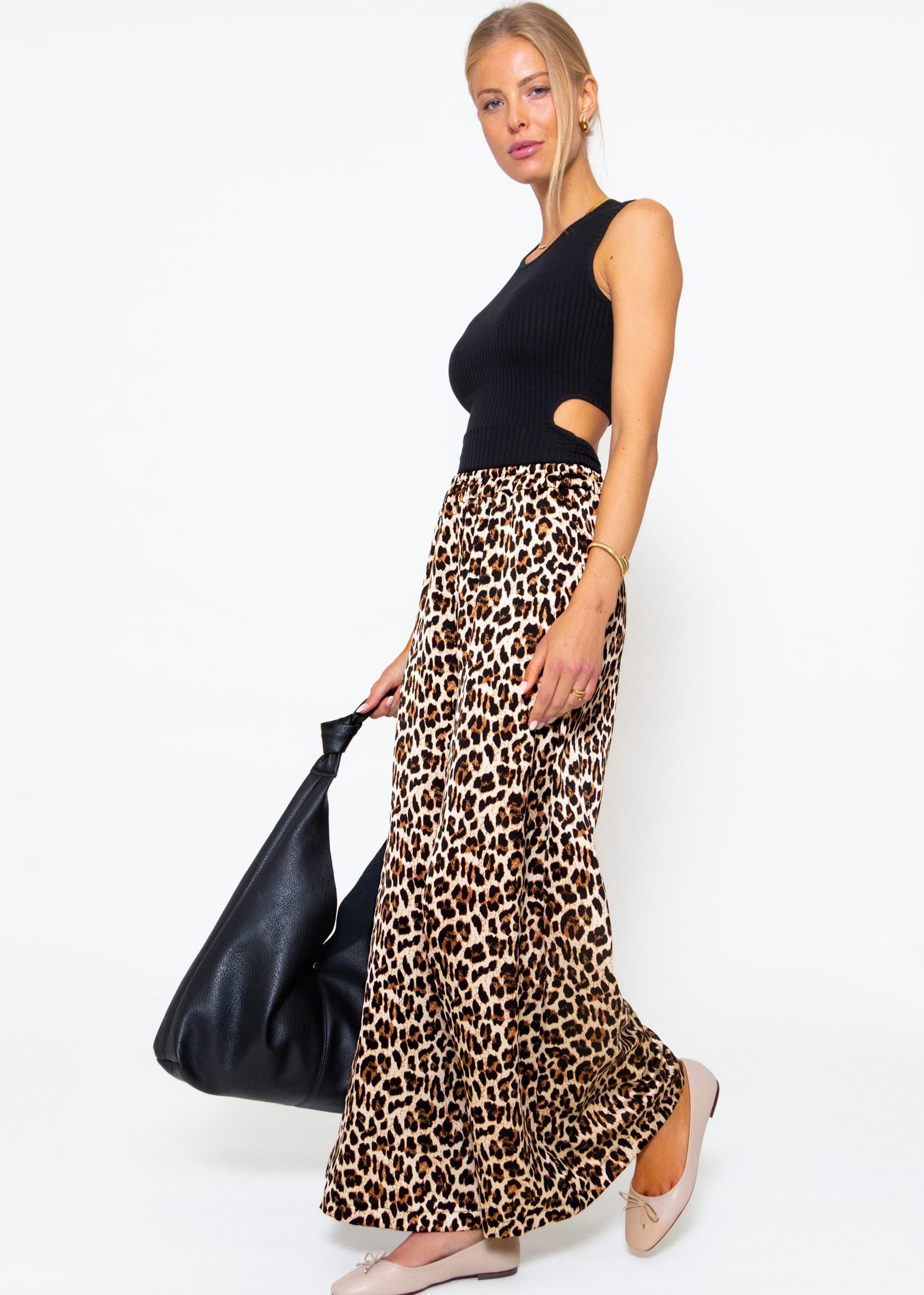 SASSYCLASSY Stoffhose Satin Leo-Print Hose ige günstig online kaufen