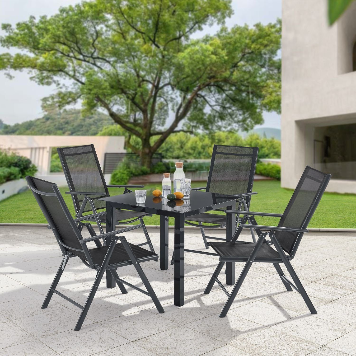 Juskys Garten-Essgruppe Milano, (5-tlg), 4 Gartenstühlen günstig online kaufen