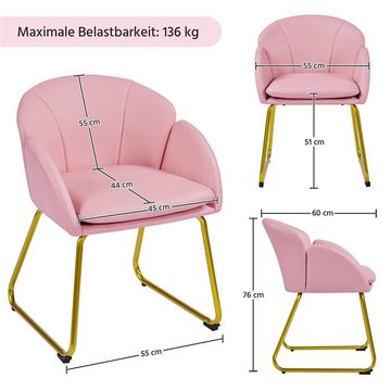 Yaheetech Esszimmerstuhl, mit Metallbeinen Gold, für Schminktisch, in Blumenform