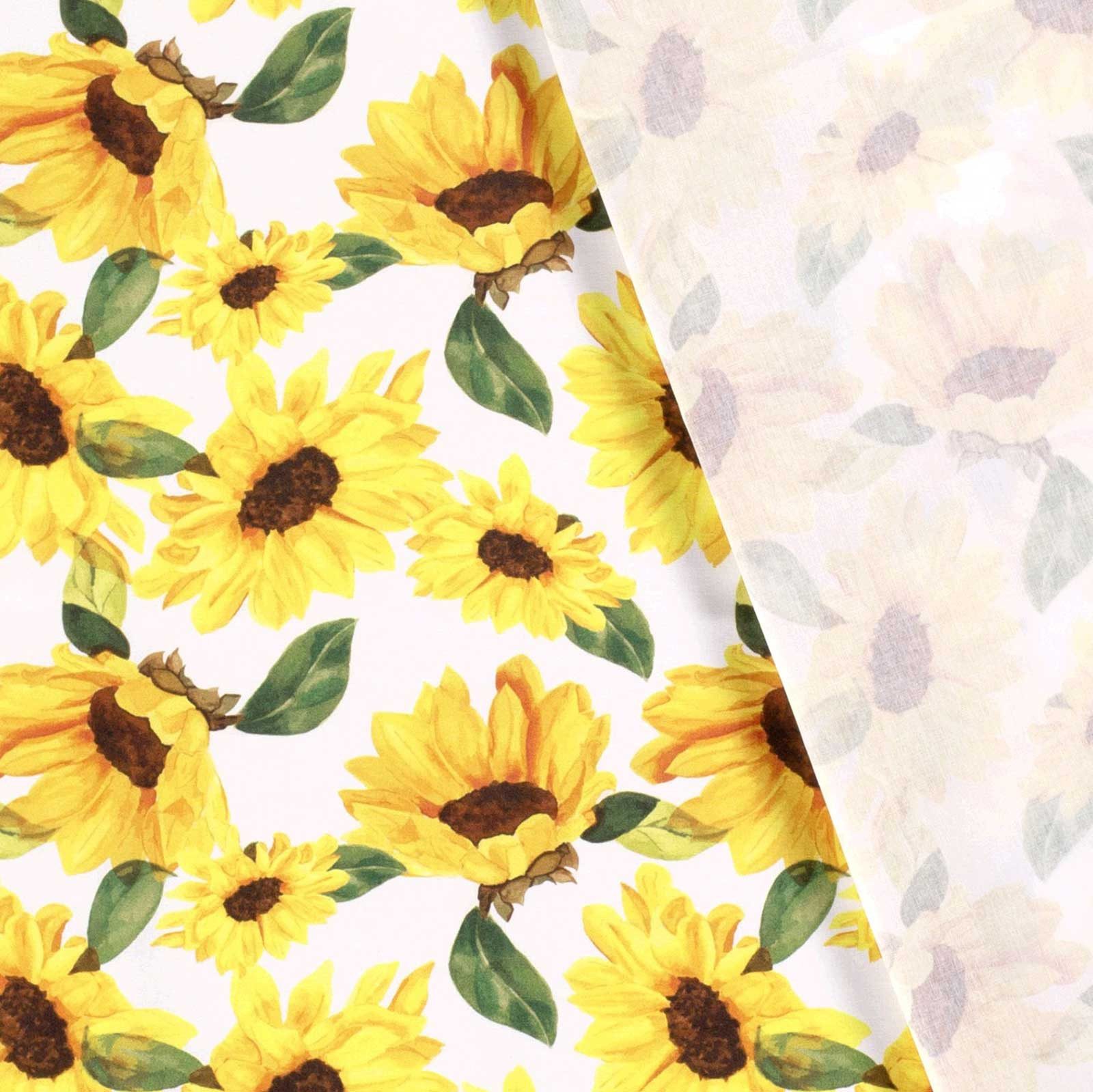 maDDma Stoff Popeline Baumwollstoff Blumen ab 100x145cm, Sonnenblume